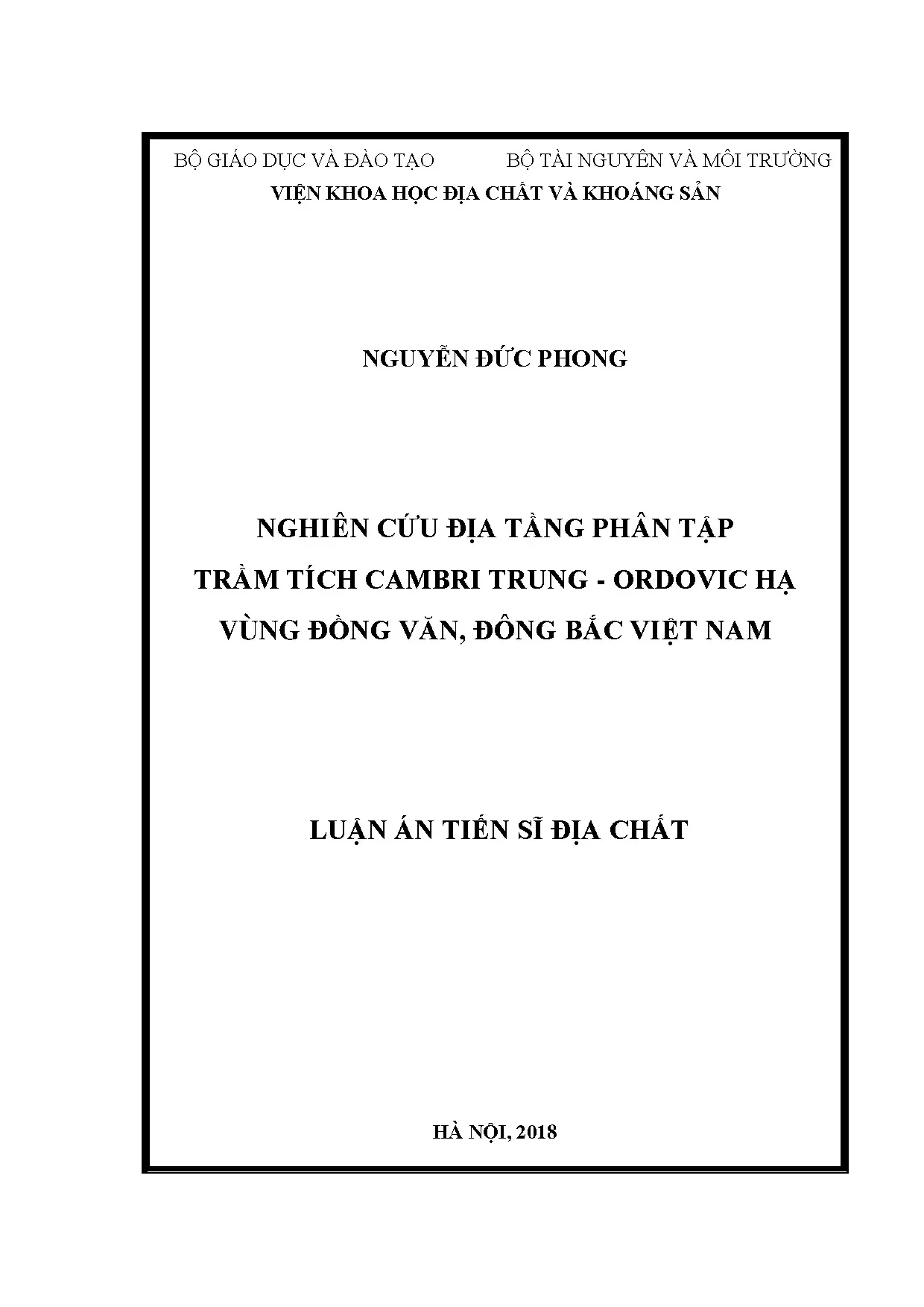 Địa tầng phân tập trầm tích Cambri - Ordovic Đồng Văn
