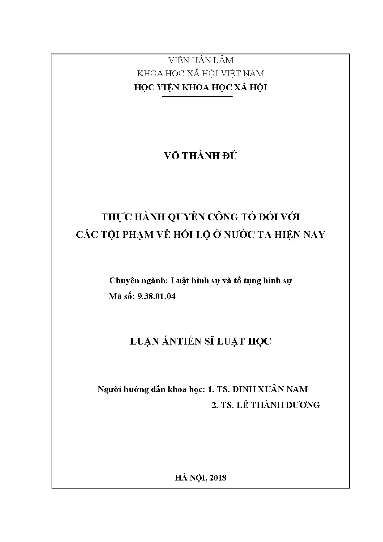 Thực hành quyền công tố tội phạm hối lộ tại Việt Nam
