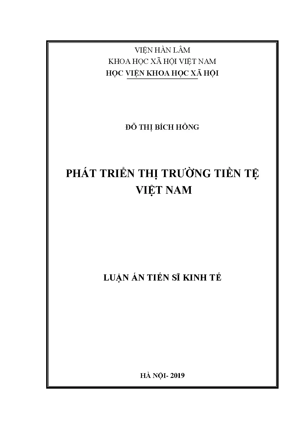 Phát triển thị trường tiền tệ Việt Nam - Luận án tiến sĩ