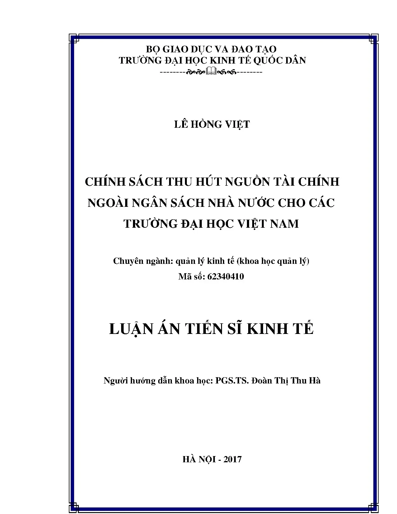 Chính sách thu hút nguồn tài chính ngoài NSNN cho ĐH Việt Nam