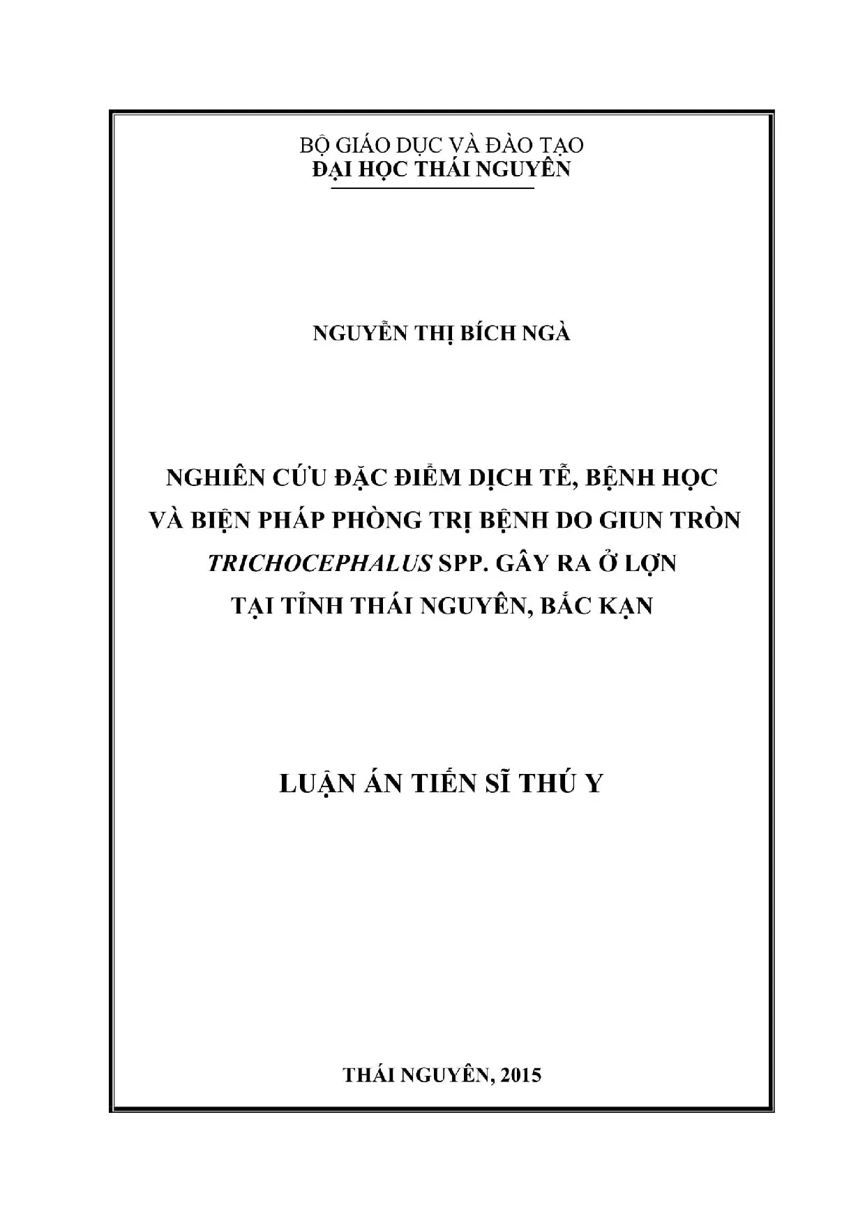 Nghiên cứu đặc điểm dịch tễ bệnh học và biện pháp phòng trị
