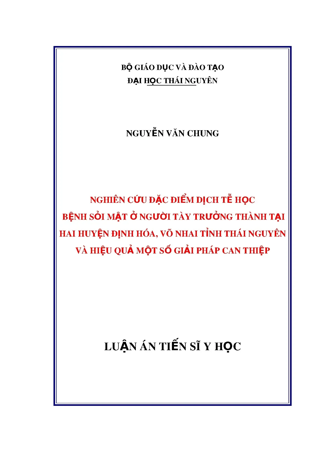 Nghiên cứu đặc điểm dịch tễ học bệnh sỏi mật ở người Tày trưởng thành