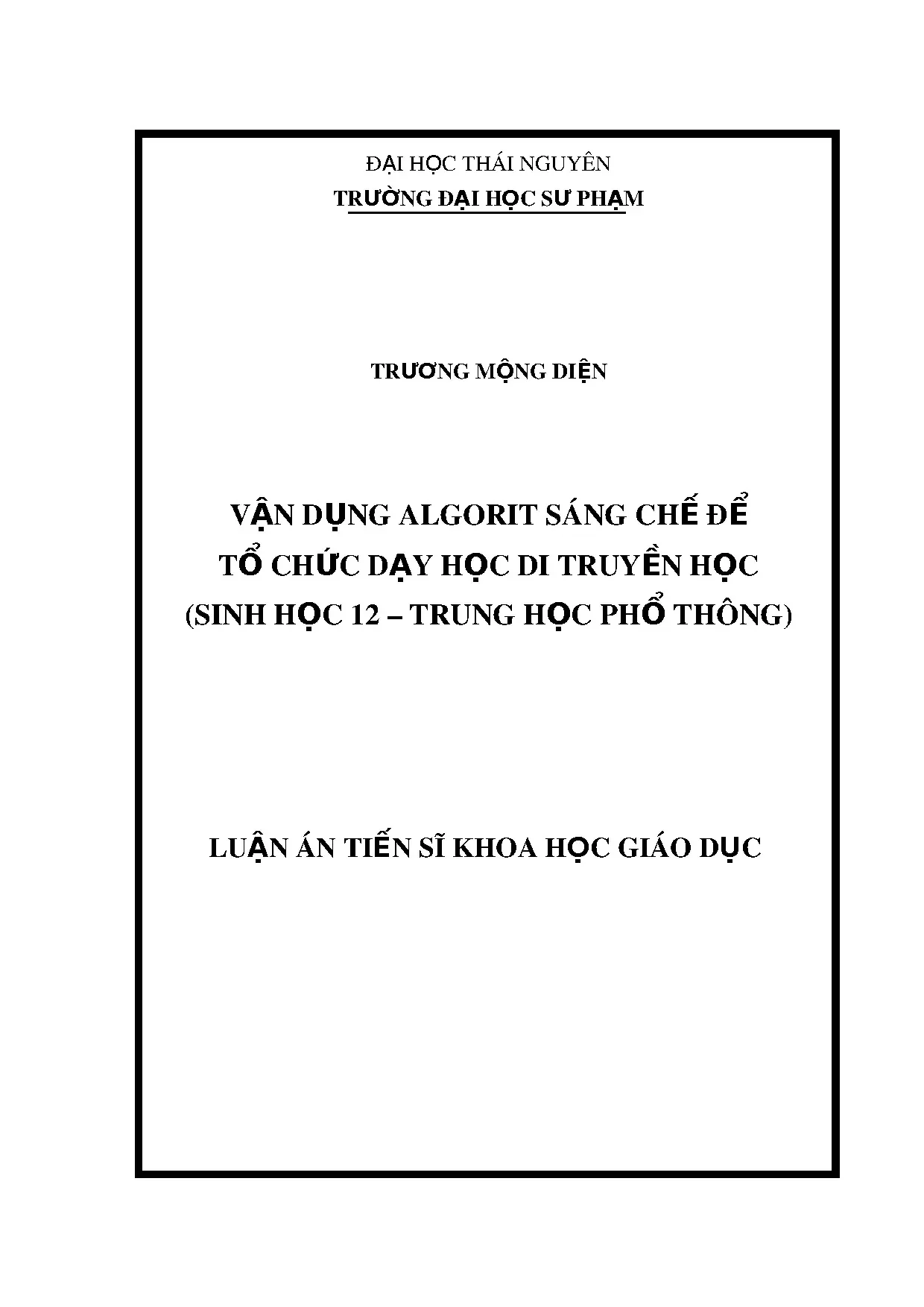 Nghiên cứu vận dụng algorit sáng chế dạy học di truyền 12