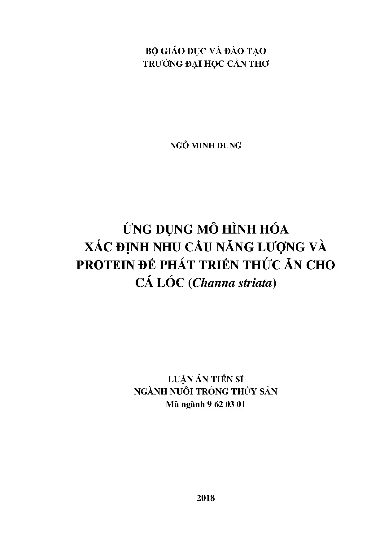 Mô hình hóa nhu cầu dinh dưỡng thức ăn cho cá lóc