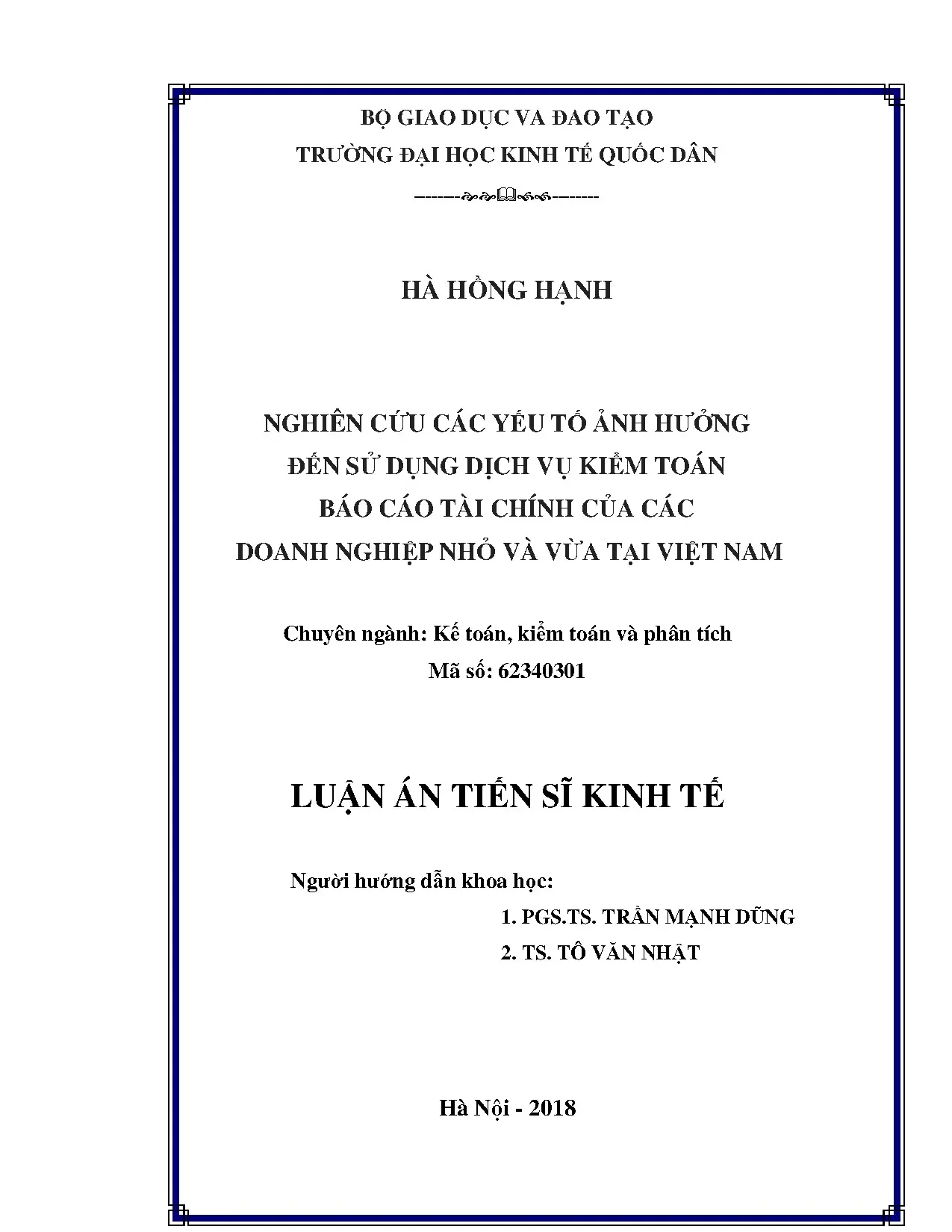 Nghiên cứu yếu tố ảnh hưởng đến kiểm toán BCTC DNNVV Việt Nam