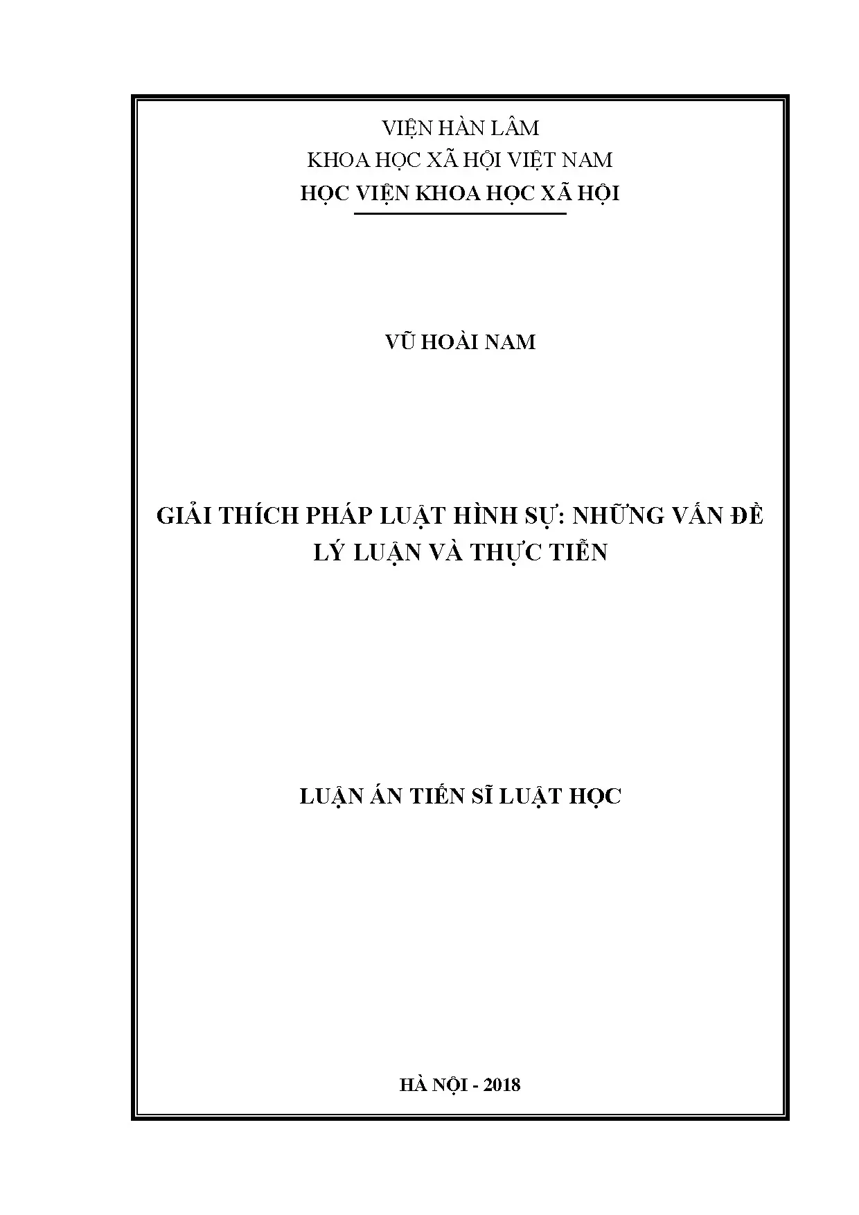 Giải thích pháp luật hình sự: Lý luận và thực tiễn