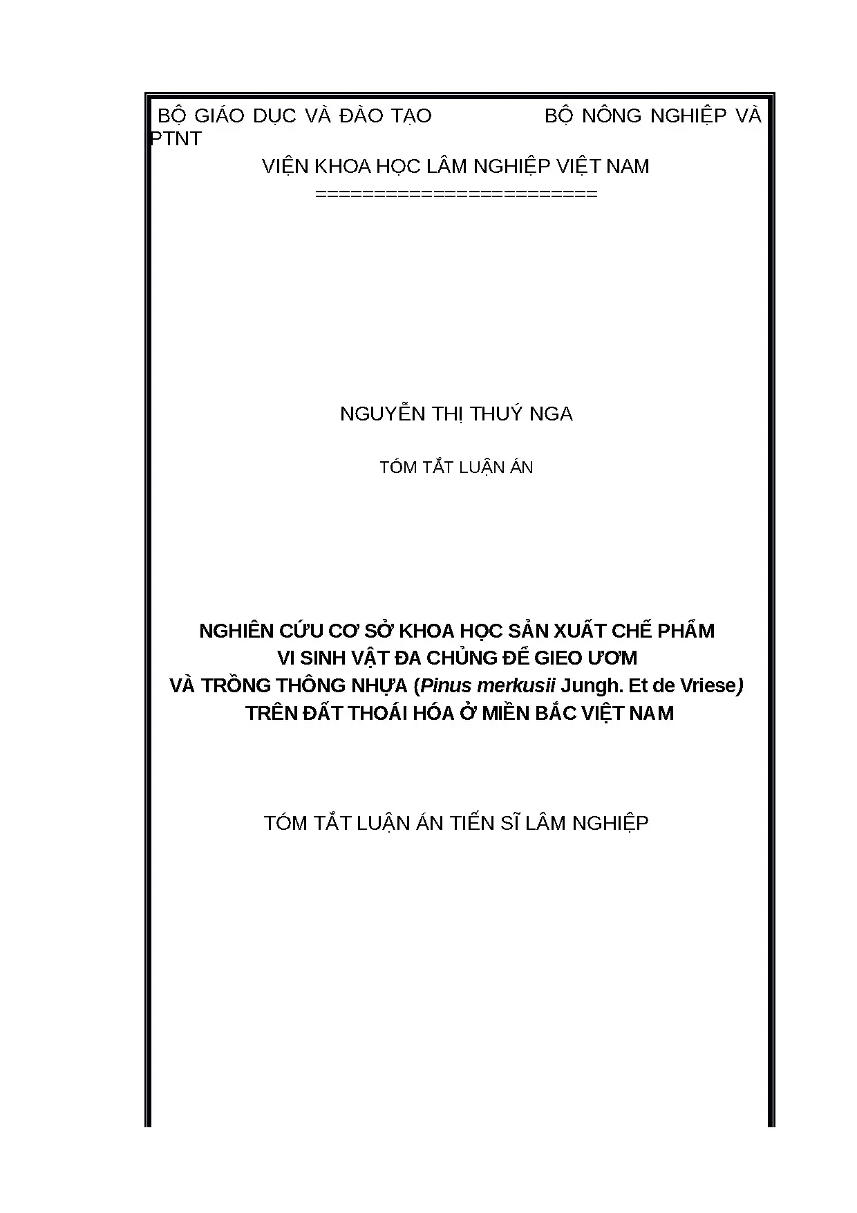 Nghiên cứu chế phẩm vi sinh vật cho gieo ươm thông nhựa