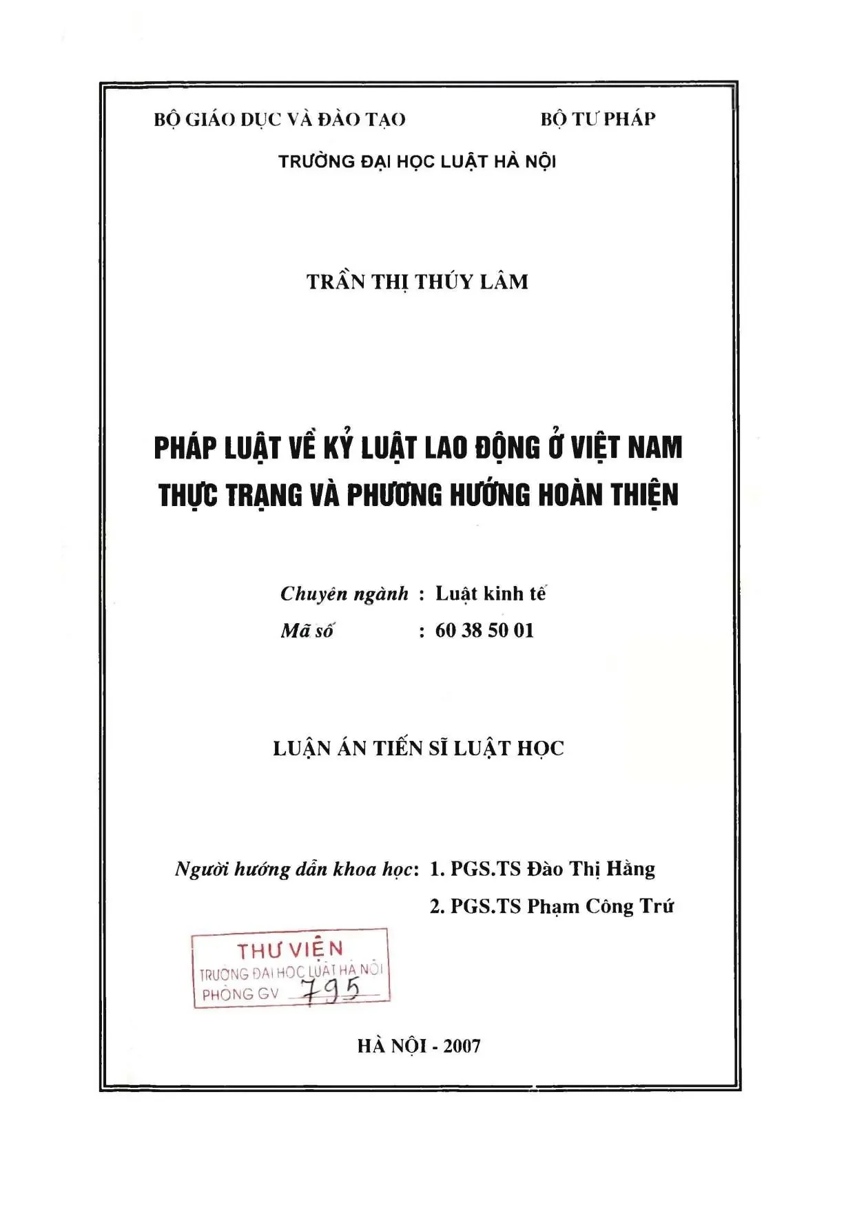 Pháp luật kỷ luật lao động Việt Nam - thực trạng, hoàn thiện