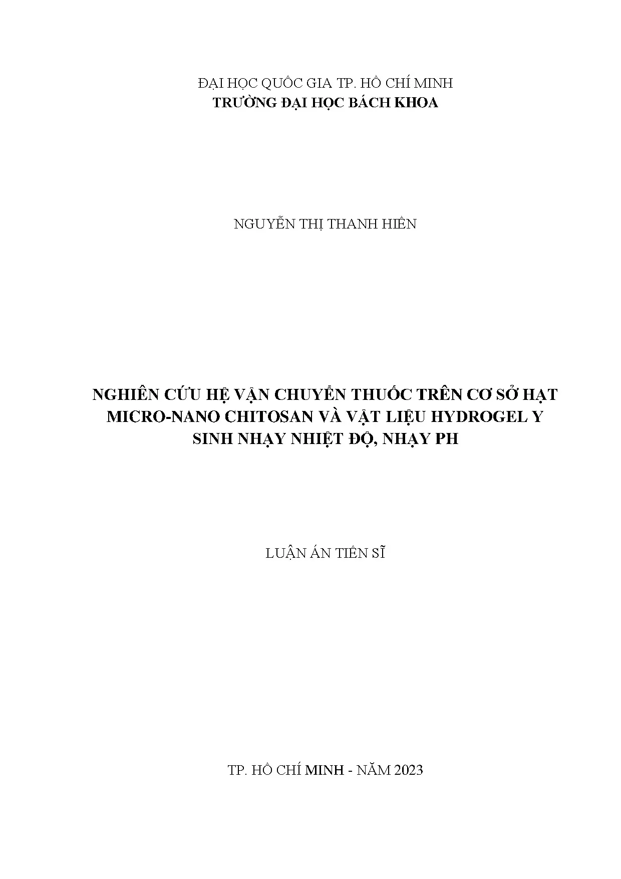 Hệ Vận Chuyển Thuốc Chitosan Nano & Hydrogel Nhạy Nhiệt/pH