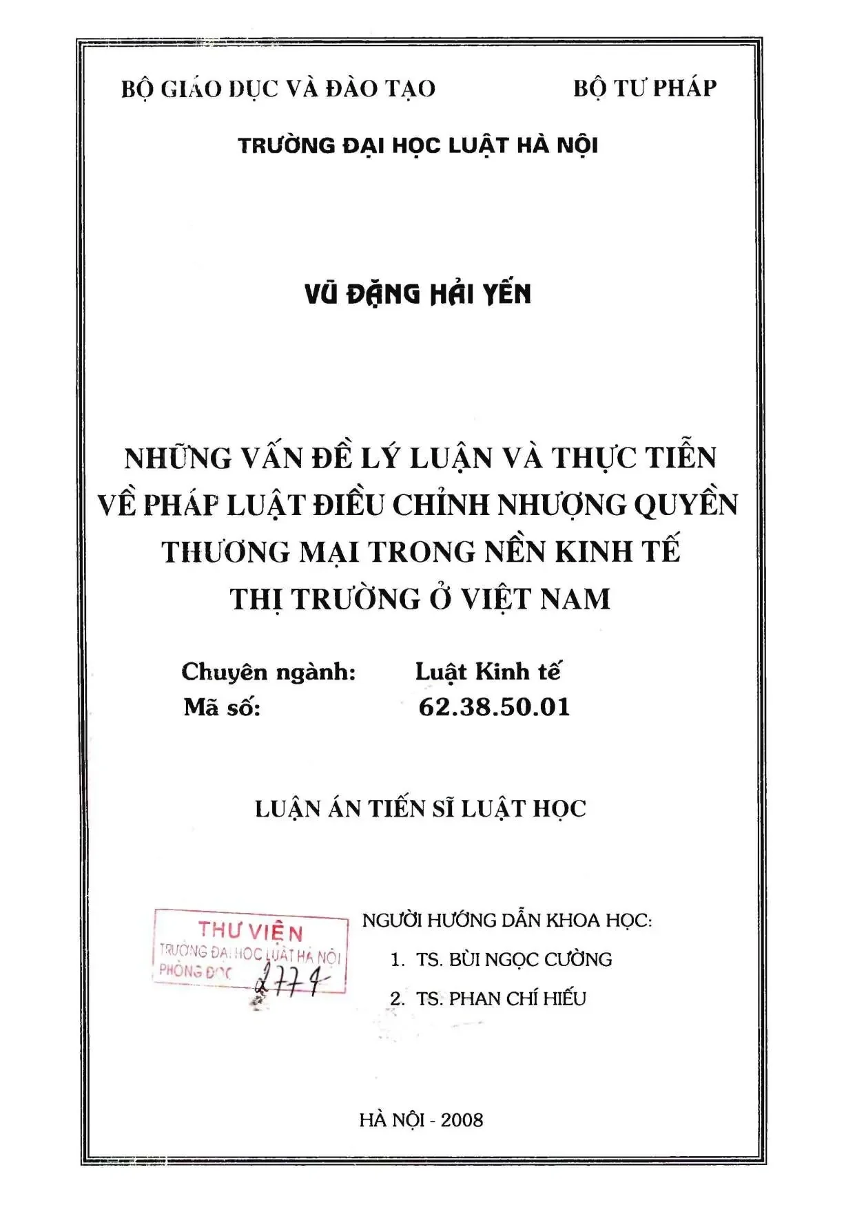 Luận án TS Luật học: Pháp luật nhượng quyền TM tại VN