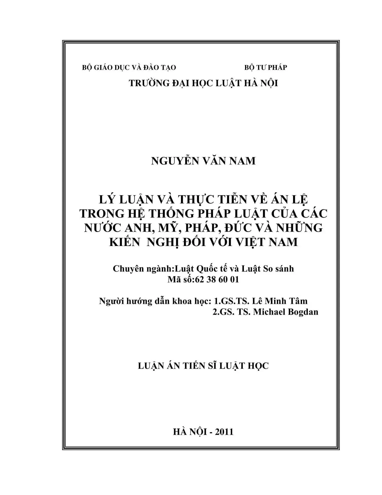 Án lệ: Lý luận và thực tiễn so sánh, kiến nghị Việt Nam