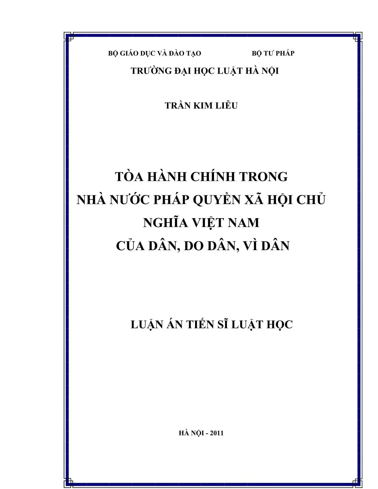Luận án Tòa Hành Chính: Nhà nước Pháp Quyền Xã Hội Chủ Nghĩa VN