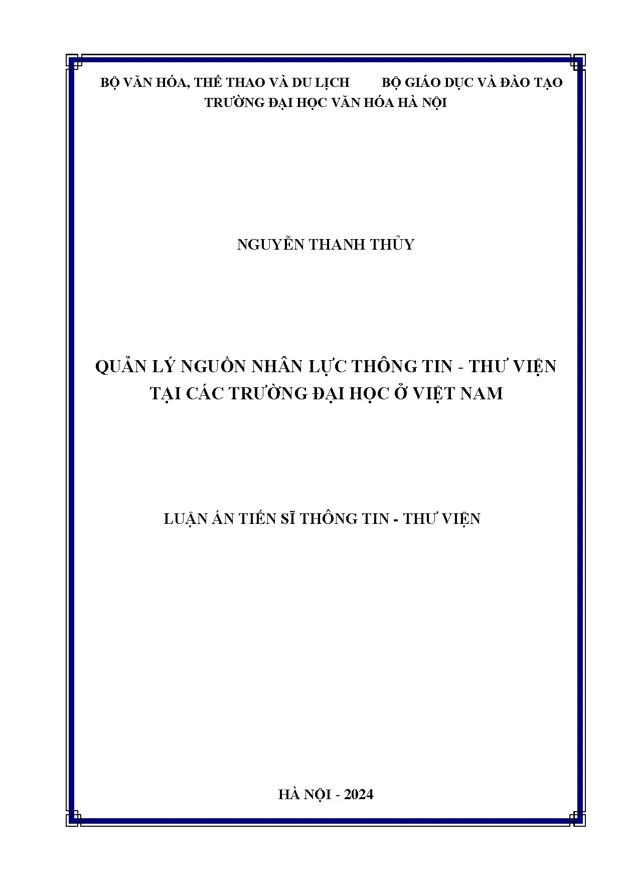 Quản lý NNL TT-Thư viện Đại học Việt Nam