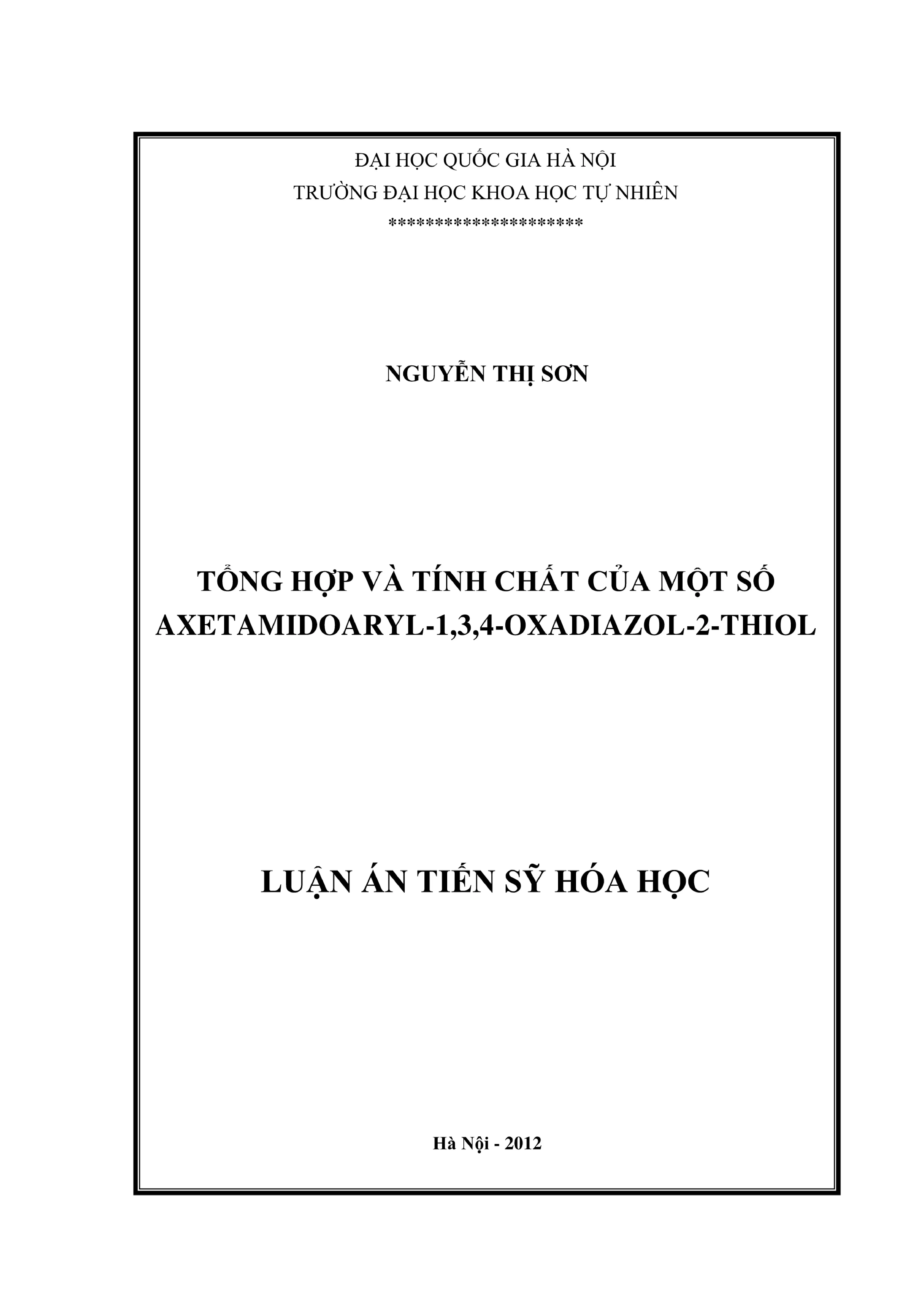 Tổng hợp và tính chất axetamidoaryl 1,3,4-oxadiazol-2-thiol