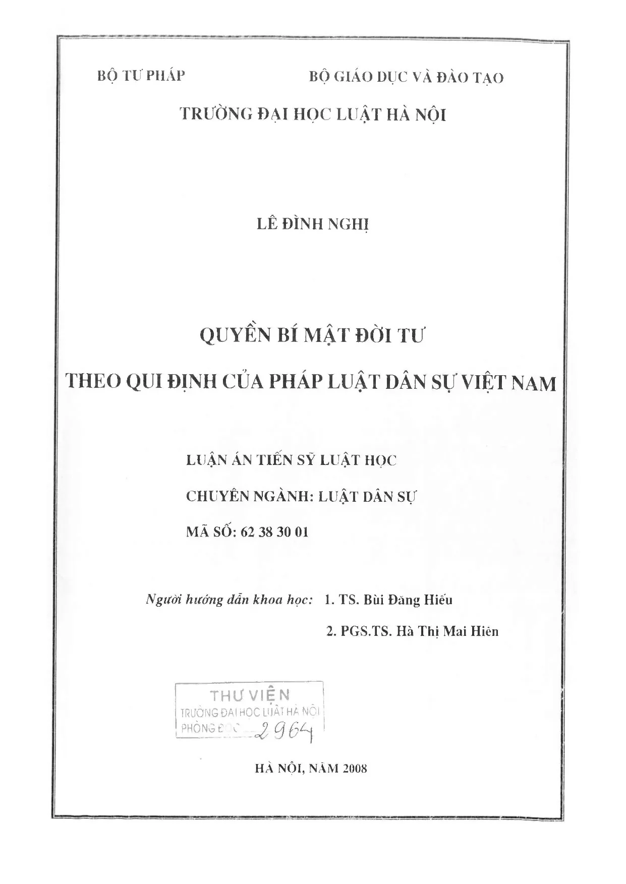 Luận án tiến sĩ luật học quyền bí mật đời tư theo qui định c