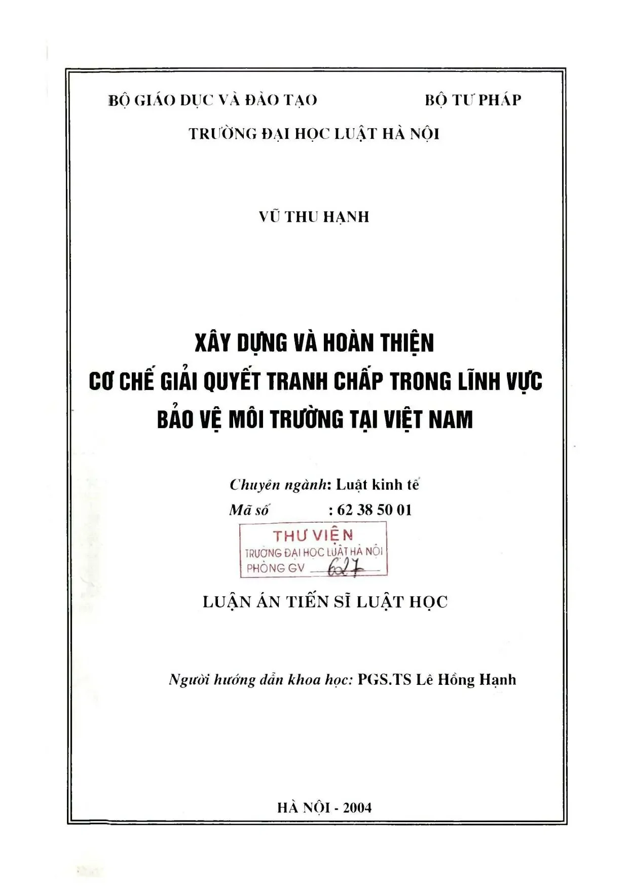 Cơ chế giải quyết tranh chấp môi trường tại Việt Nam