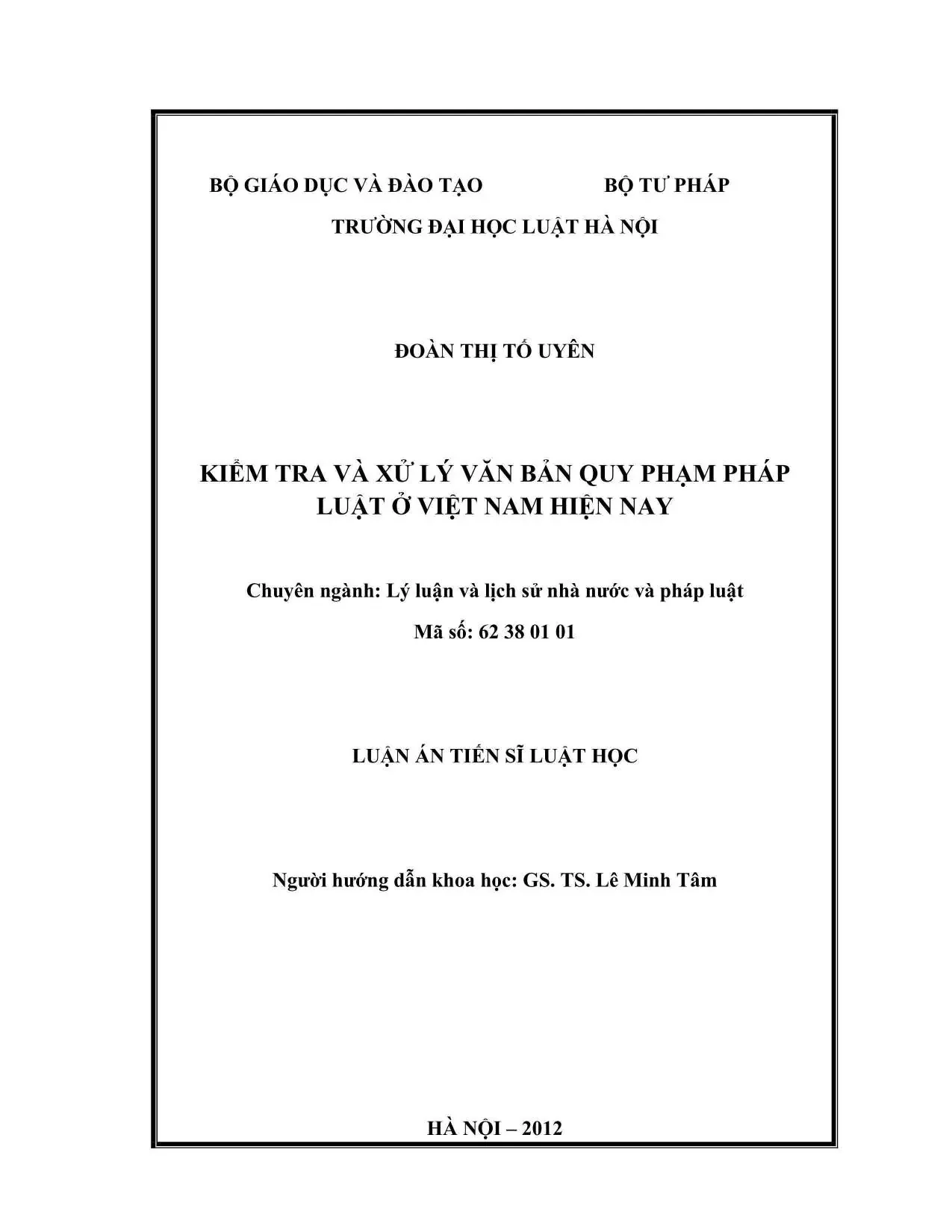Kiểm tra, xử lý văn bản quy phạm pháp luật Việt Nam