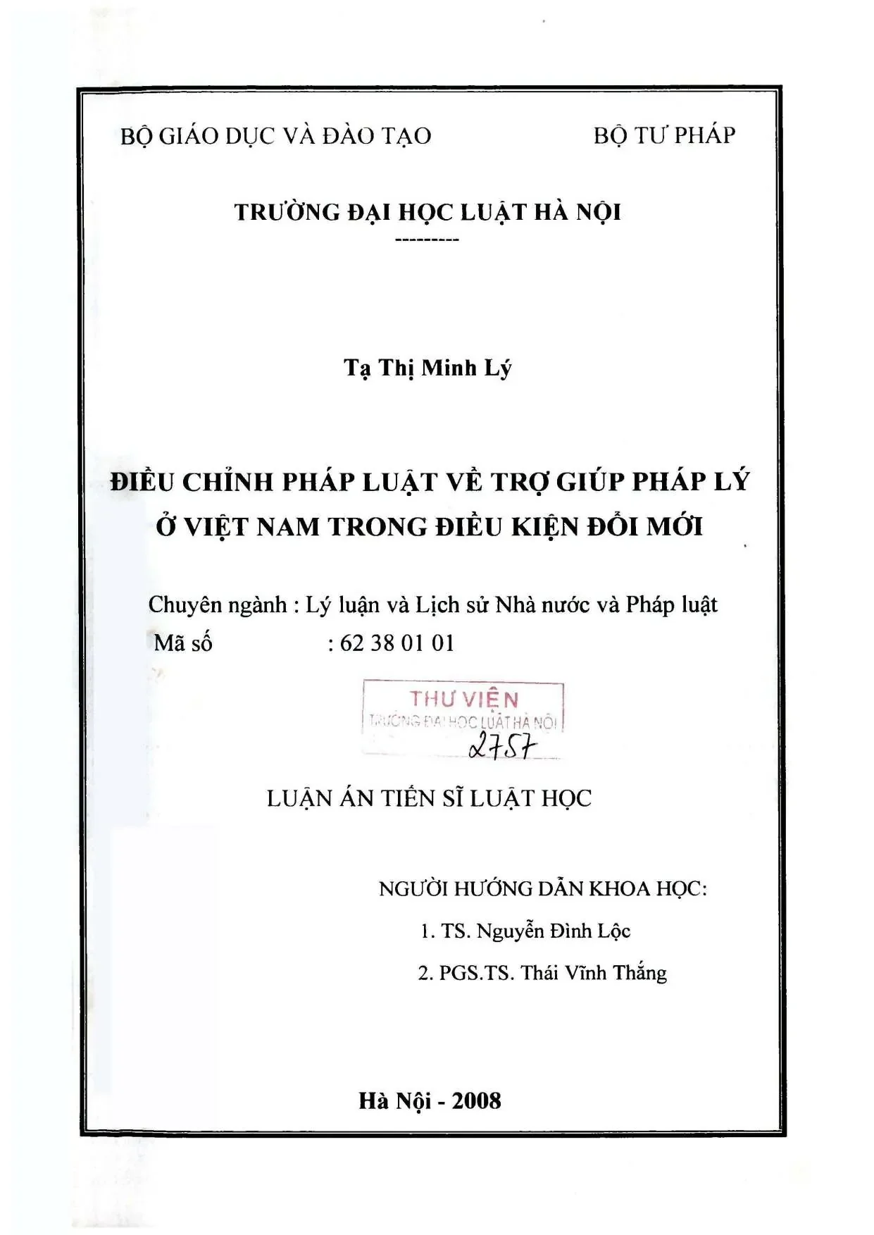 Điều chỉnh pháp luật về trợ giúp pháp lý ở Việt Nam trong đổi mới