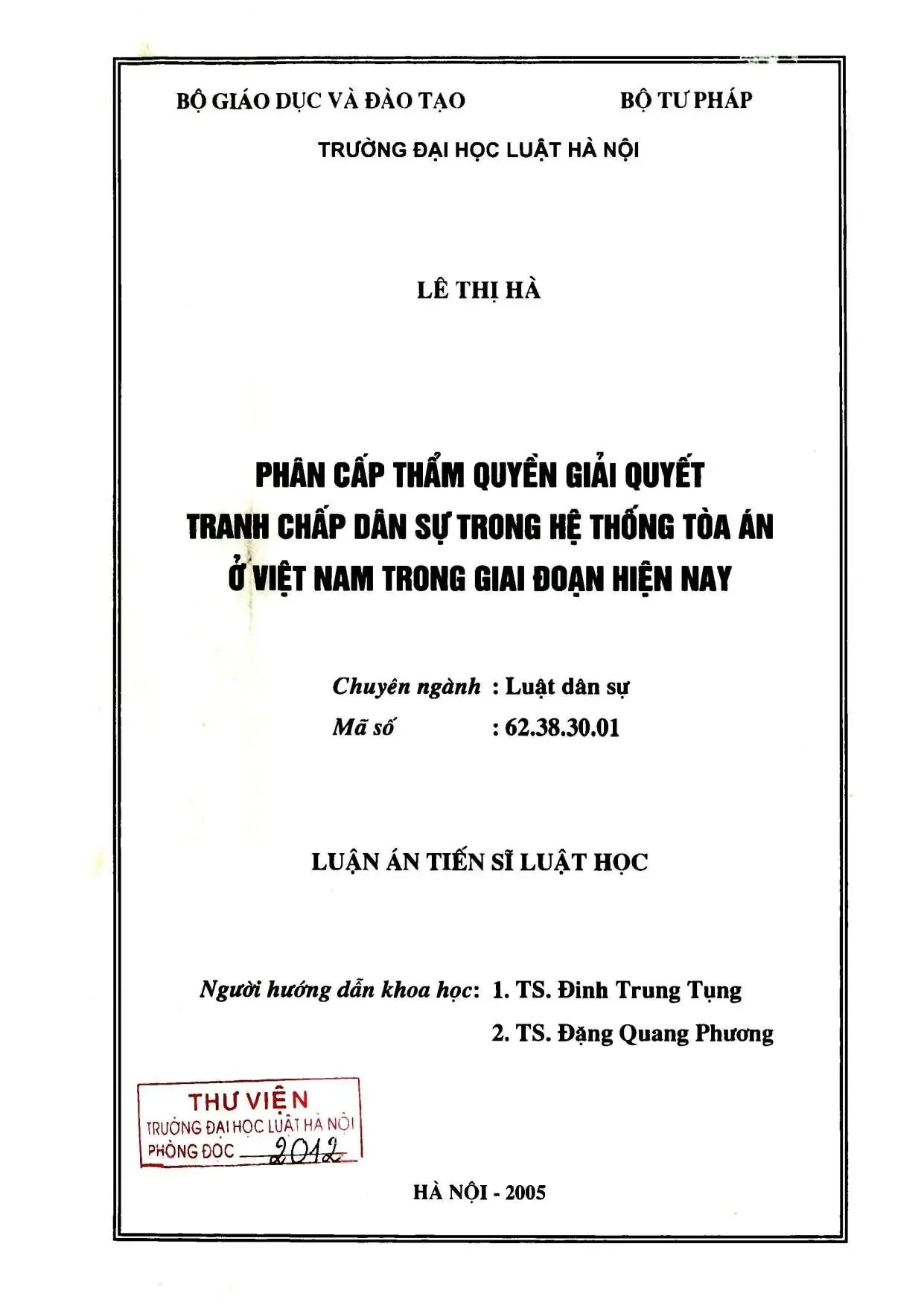 Phân cấp thẩm quyền giải quyết tranh chấp dân sự Việt Nam