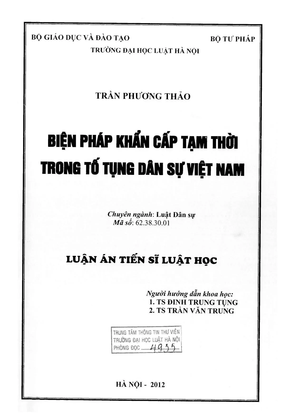 Luận án tiến sĩ luật học biện pháp khẩn cấp tạm thời trong t