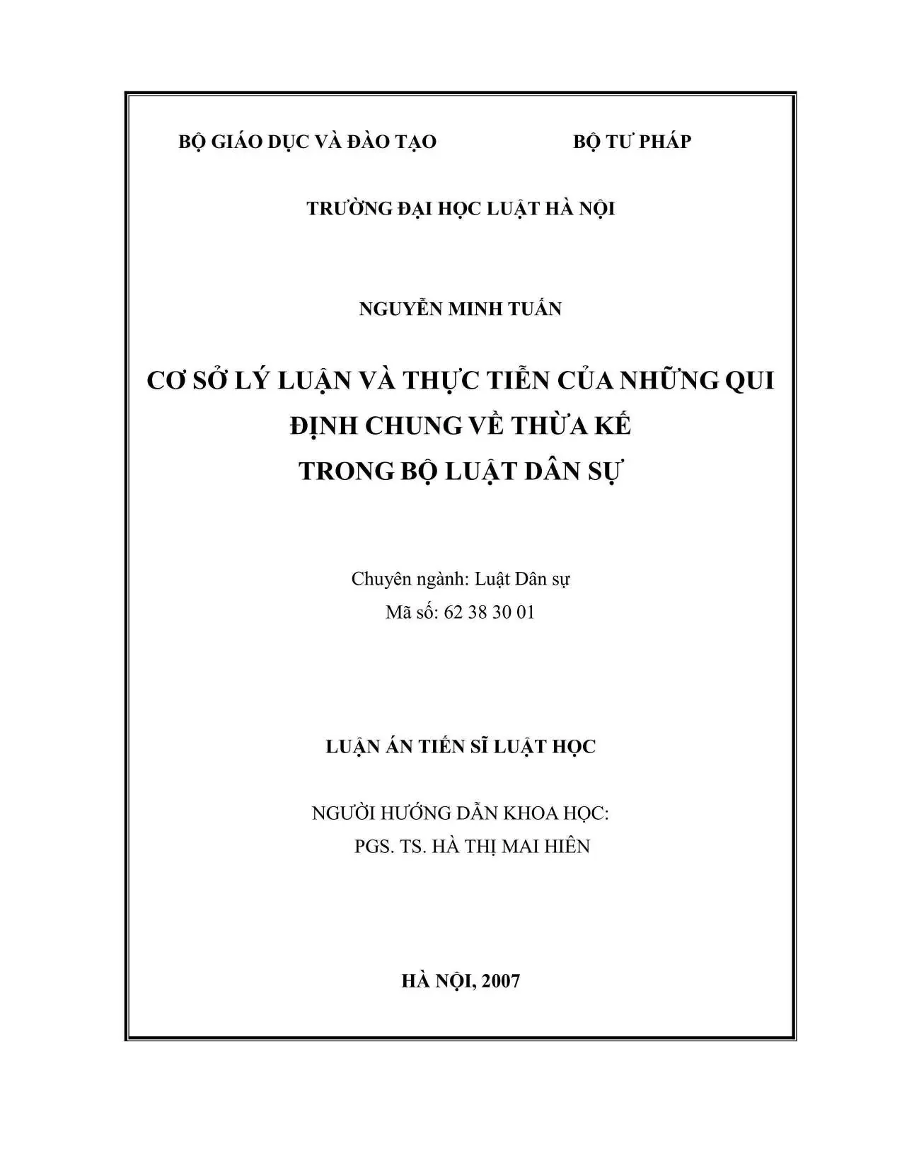 Cơ sở lý luận và thực tiễn các qui định chung về thừa kế
