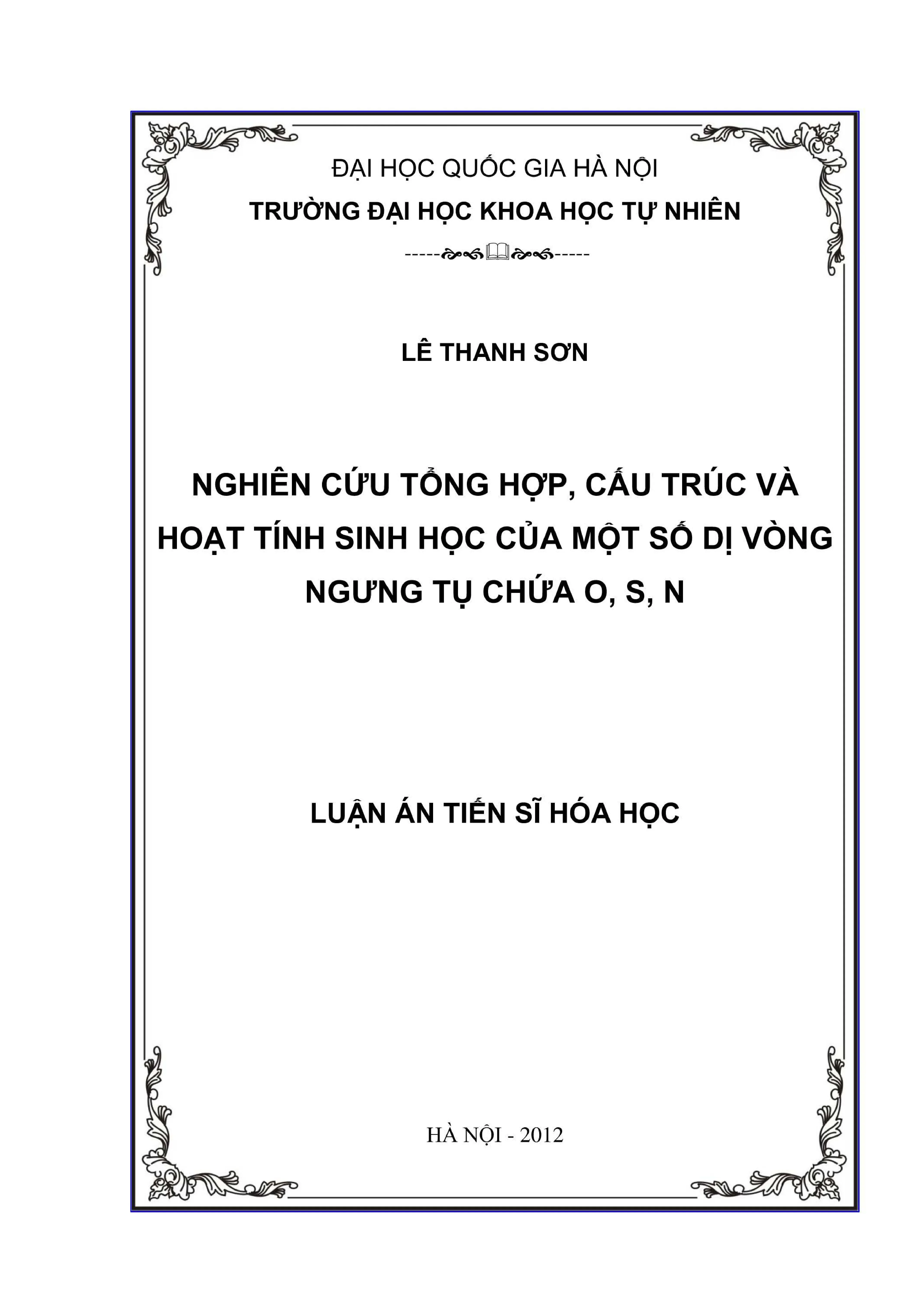 Nghiên cứu tổng hợp dị vòng ngưng tụ chứa O, S, N