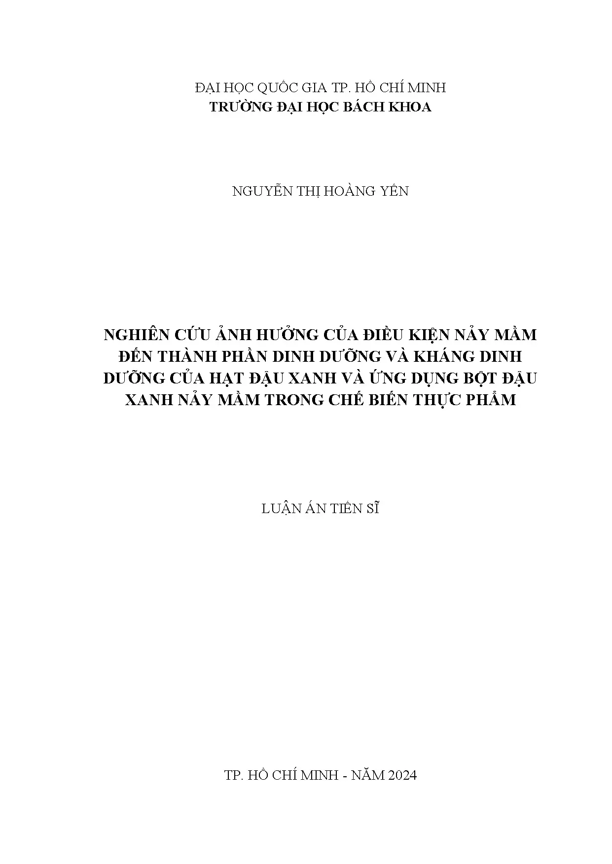 Ảnh hưởng điều kiện nảy mầm đến thành phần dinh dưỡng đậu xanh