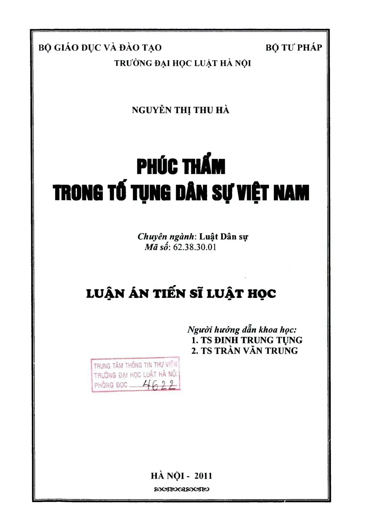 Phúc thẩm Tố tụng Dân sự Việt Nam: Luận án Tiến sĩ Luật