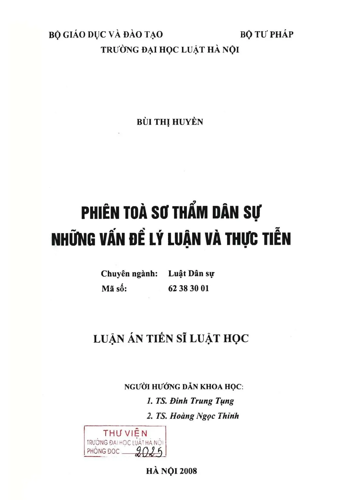 Luận án tiến sĩ: Phiên tòa sơ thẩm dân sự ở Việt Nam