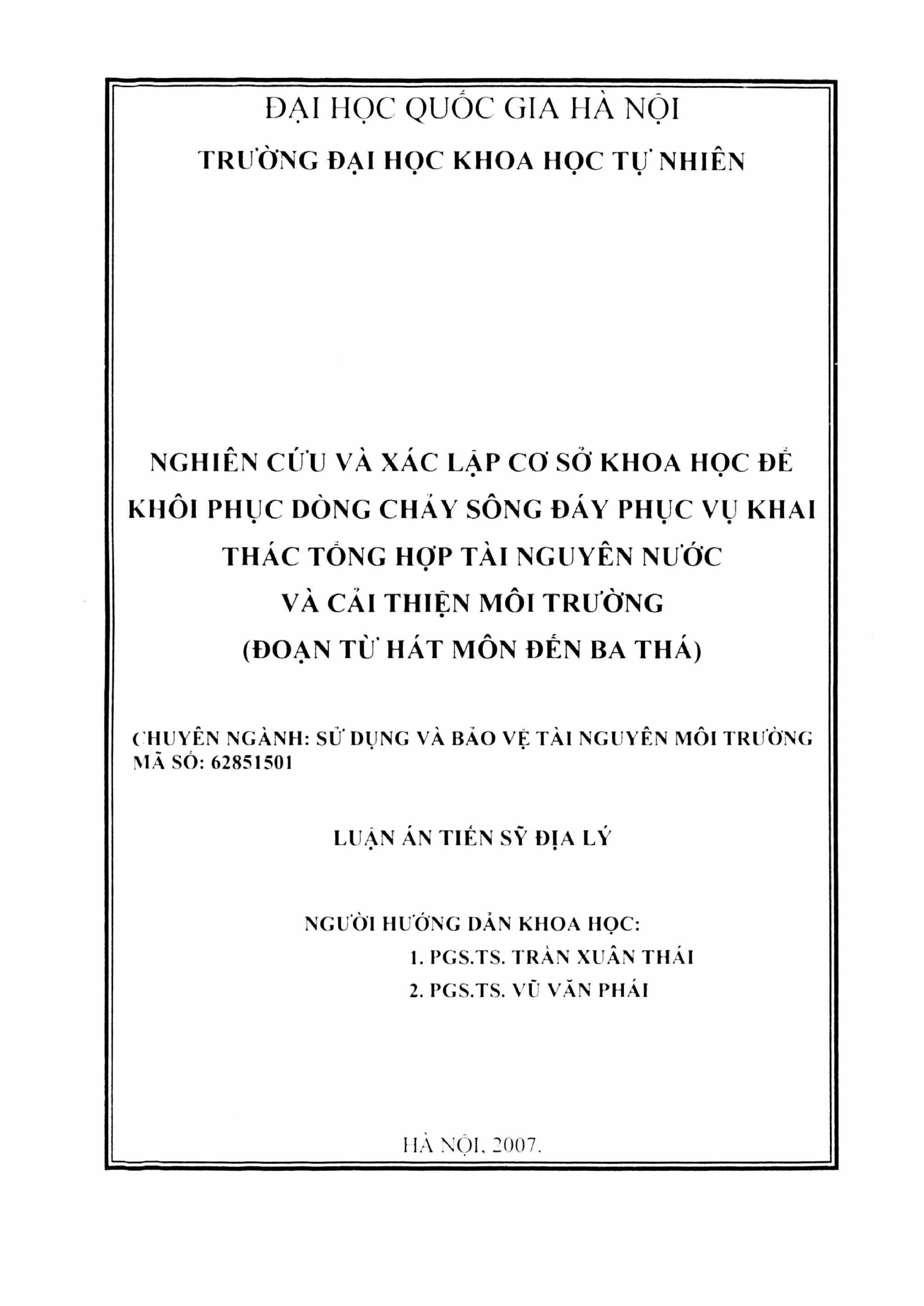 Nghiên cứu khôi phục dòng chảy sông Đáy để khai thác nước và cải thiện môi trường