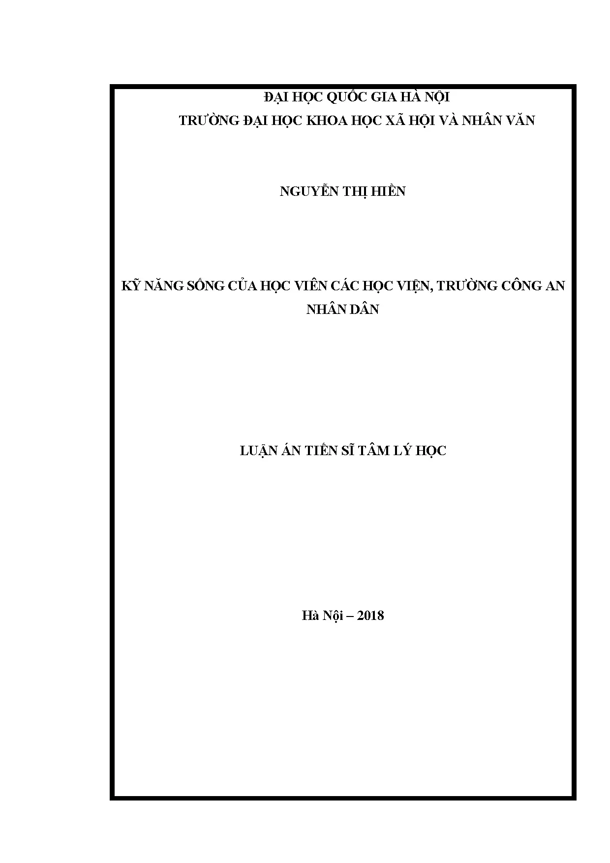 Luận án tiến sĩ kỹ năng sống của học viên các học viện trườn