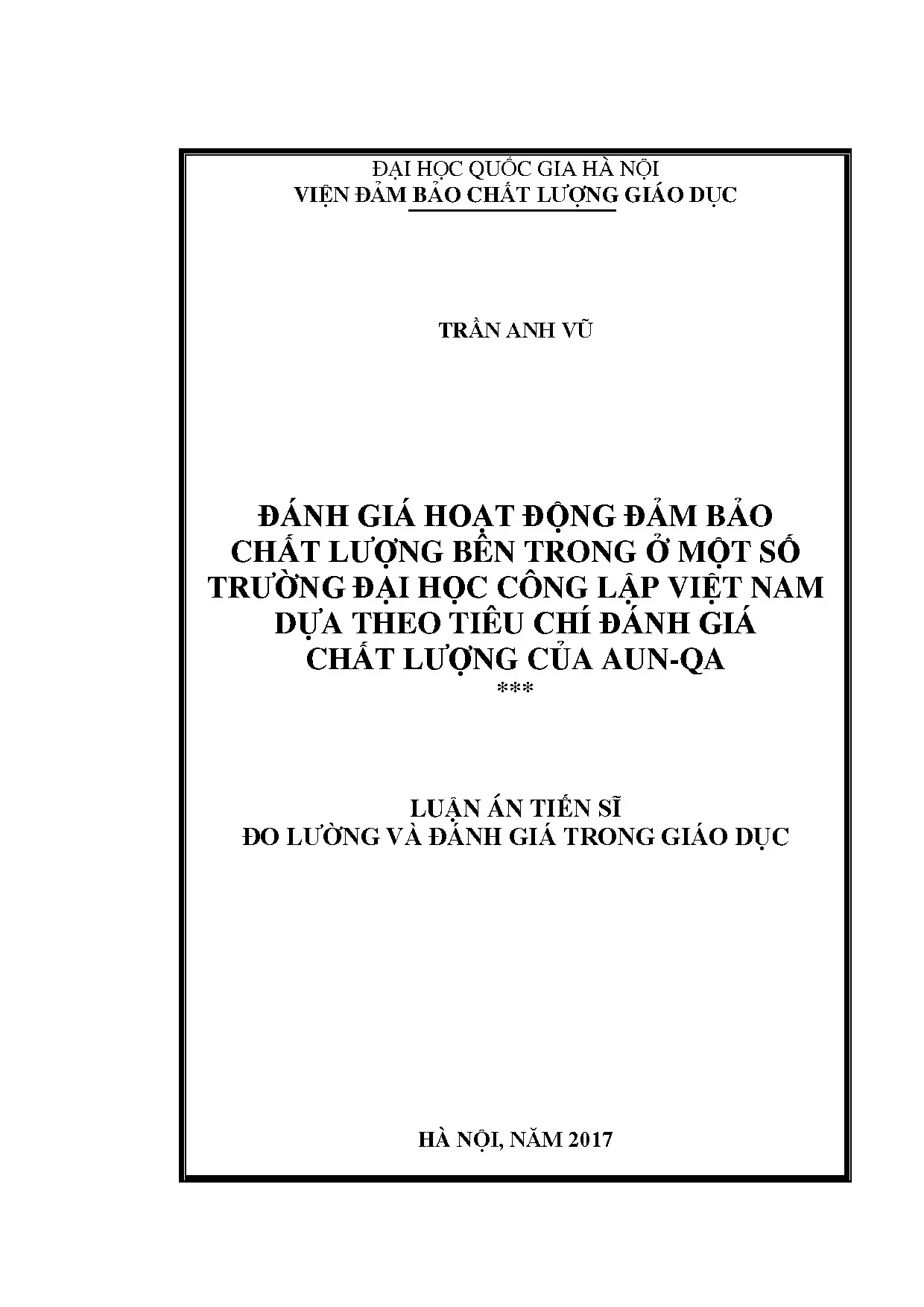 Luận án tiến sĩ đánh giá hoạt động đảm bảo chất lượng bên tr