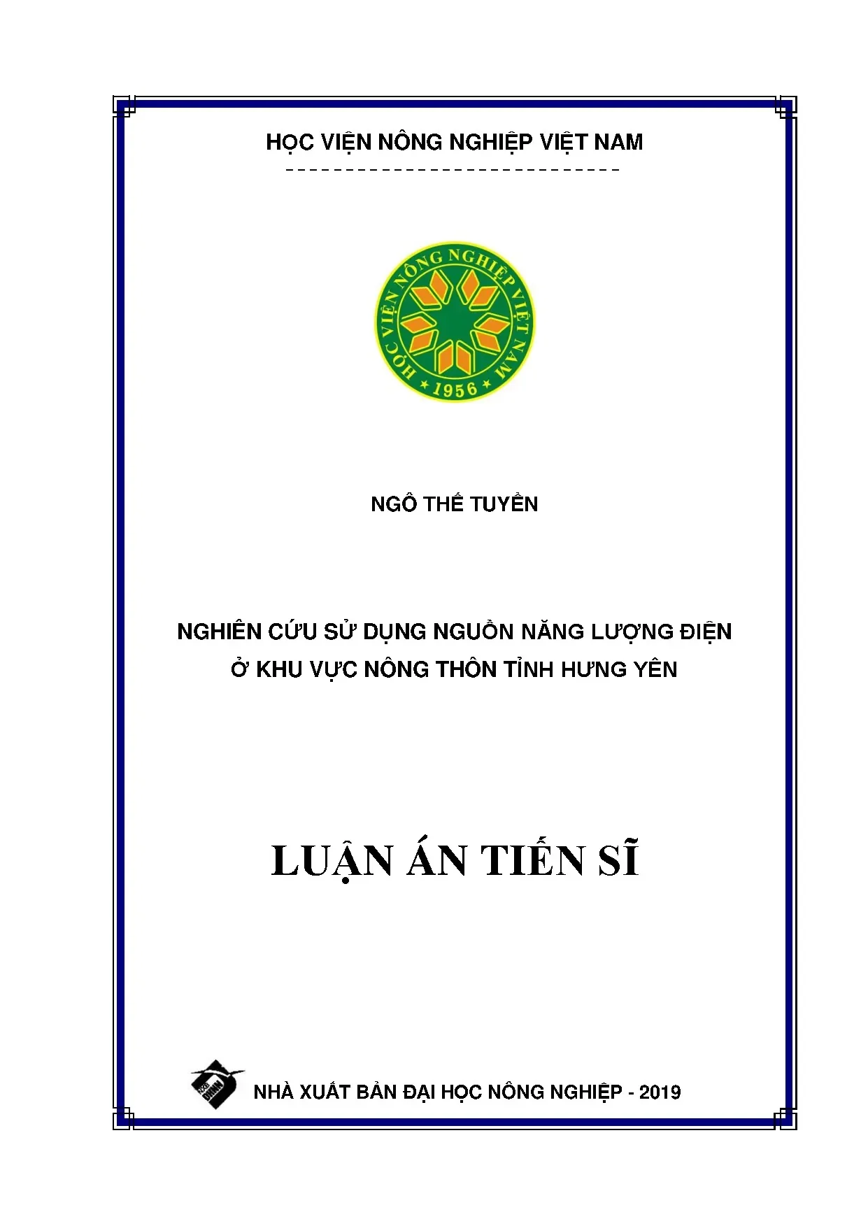 Sử dụng điện nông thôn Hưng Yên: Luận án TS