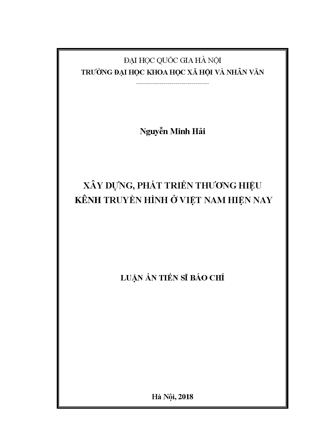 Luận án tiến sĩ xây dựng phát triển thương hiệu kênh truyền