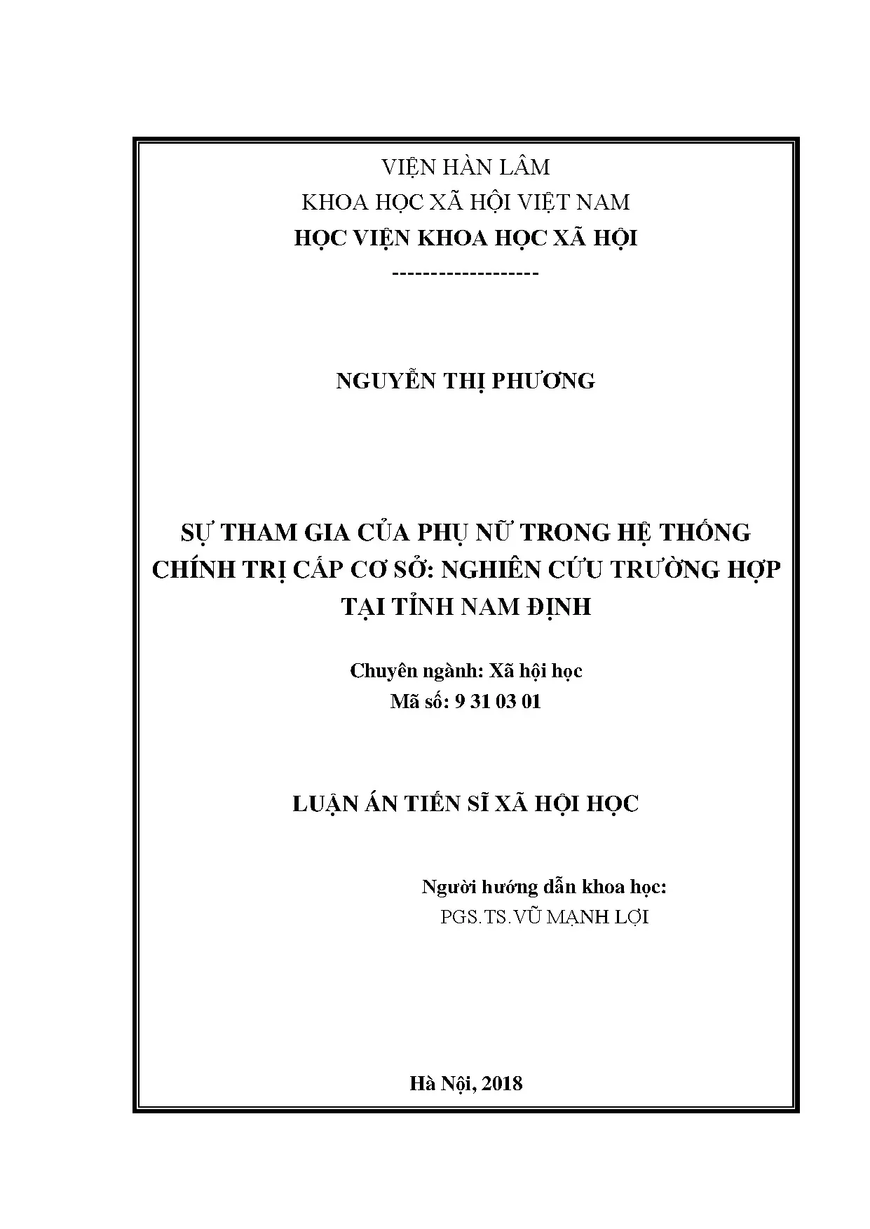 Sự tham gia của phụ nữ trong hệ thống chính trị cấp cơ sở