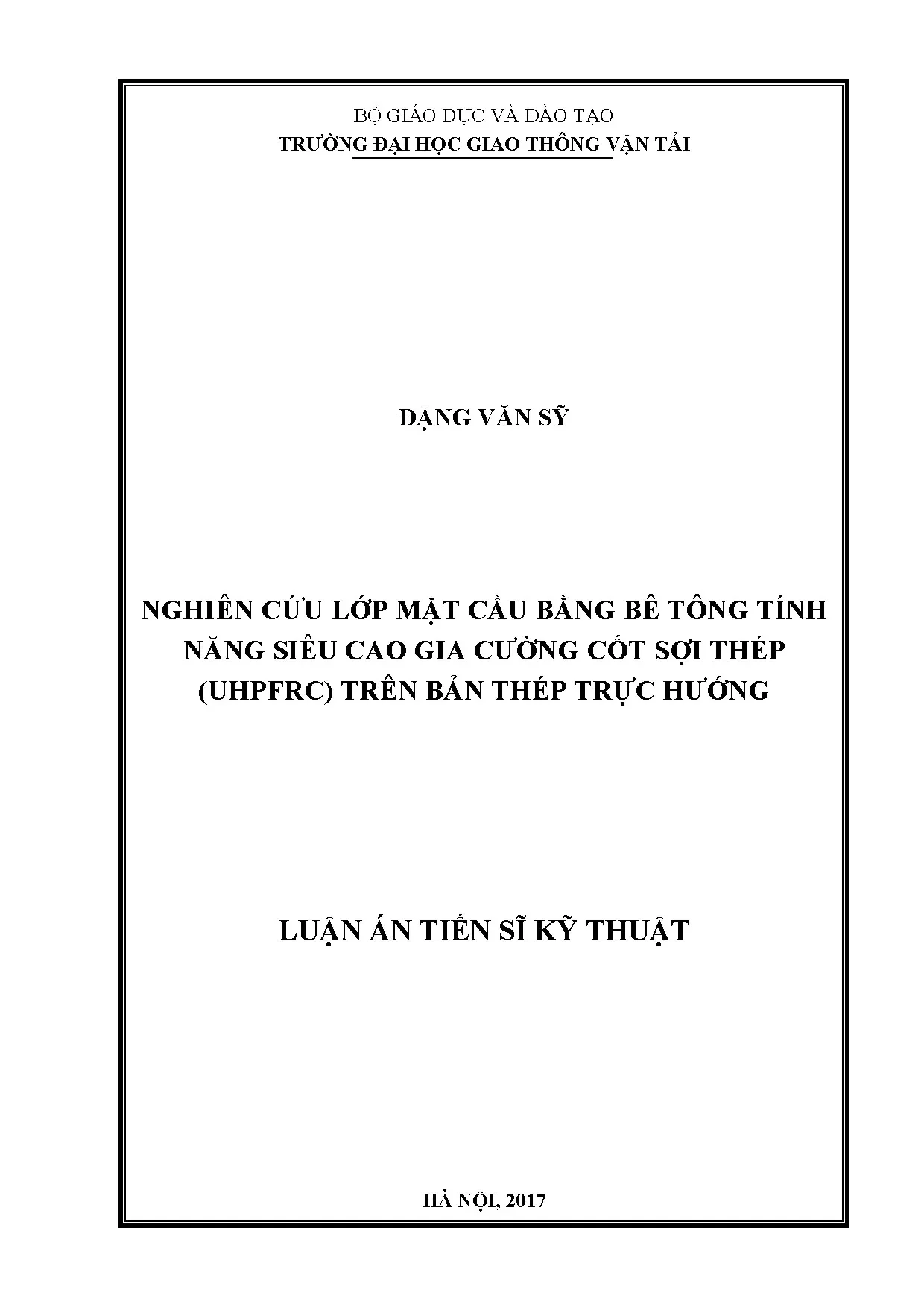 Nghiên cứu UHPFRC trên bản thép trực hướng mặt cầu