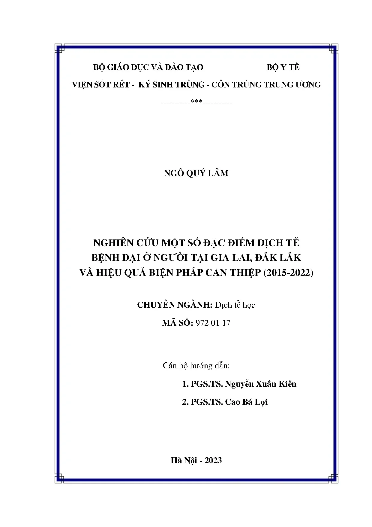 Nghiên cứu đặc điểm dịch tễ bệnh dại ở người tại Gia Lai và Đắk Lắk