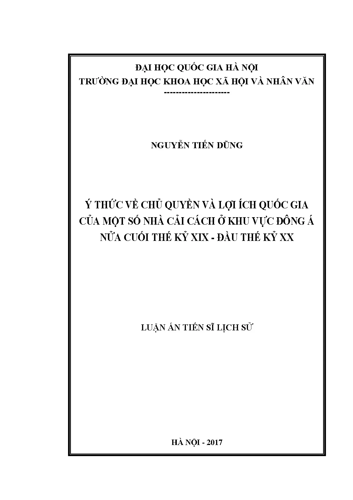 Luận án tiến sĩ ý thức về chủ quyền và lợi ích quốc gia của