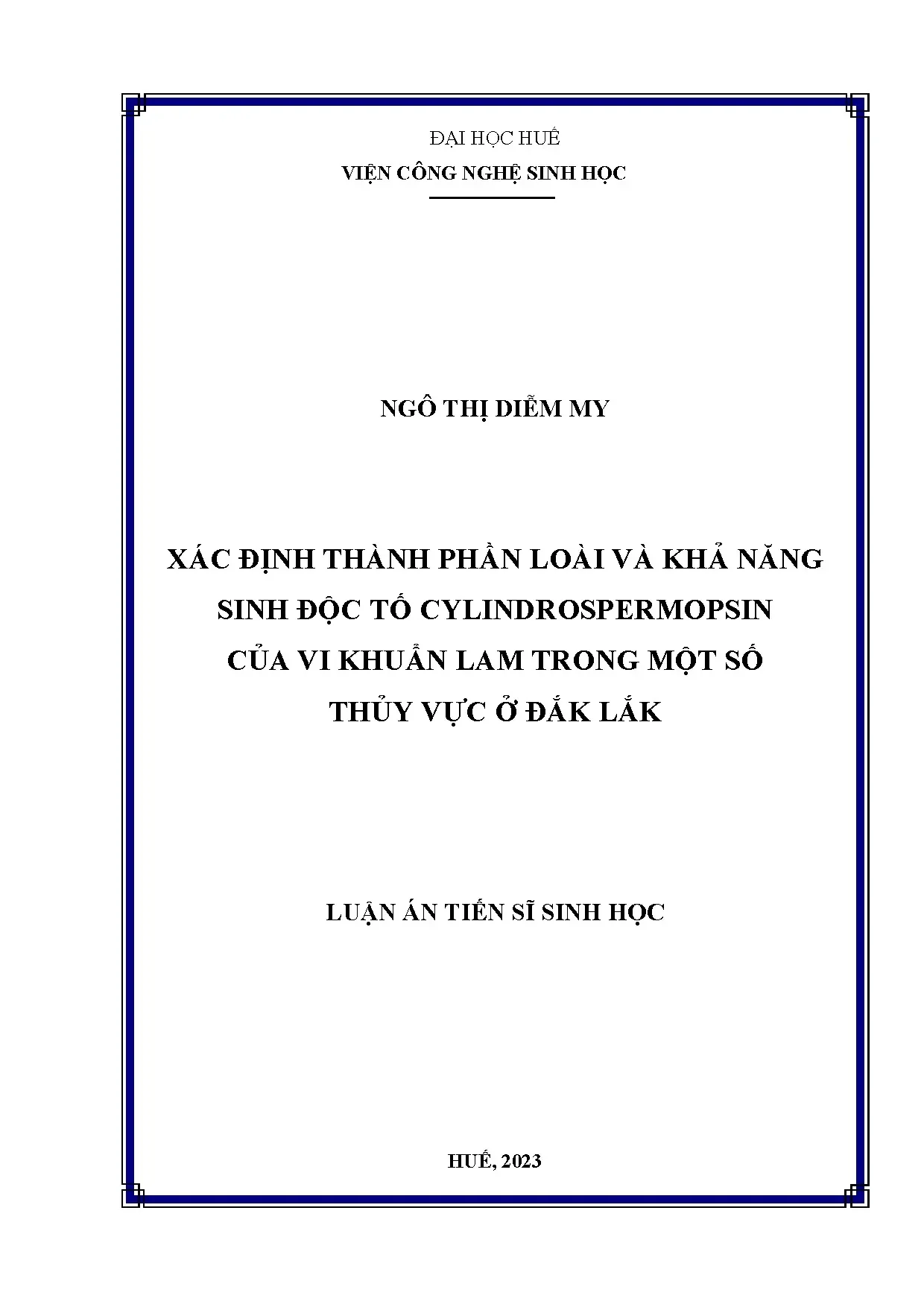 Xác định vi khuẩn lam sinh độc tố CYN trong thủy vực Đắk Lắk