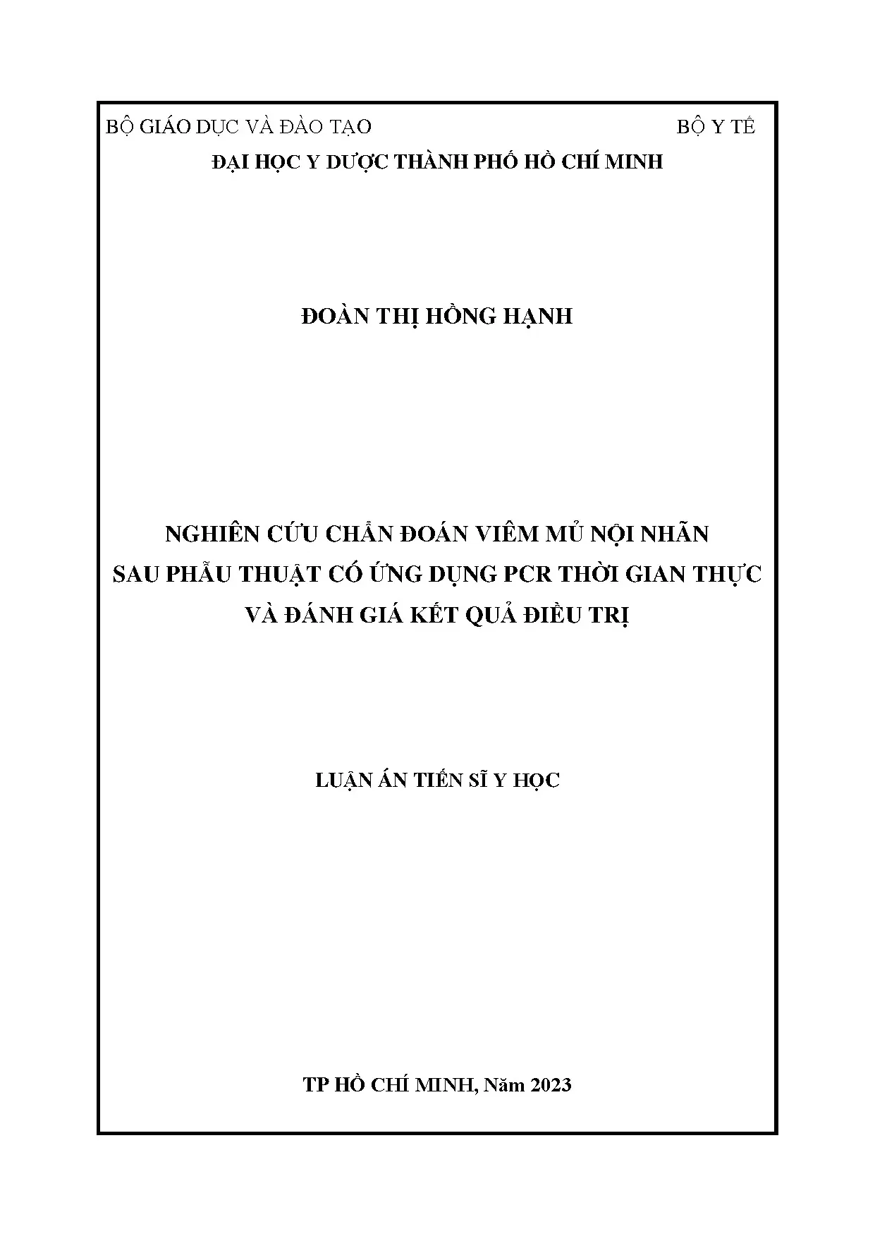 Chẩn đoán VMNN sau phẫu thuật bằng PCR thời gian thực