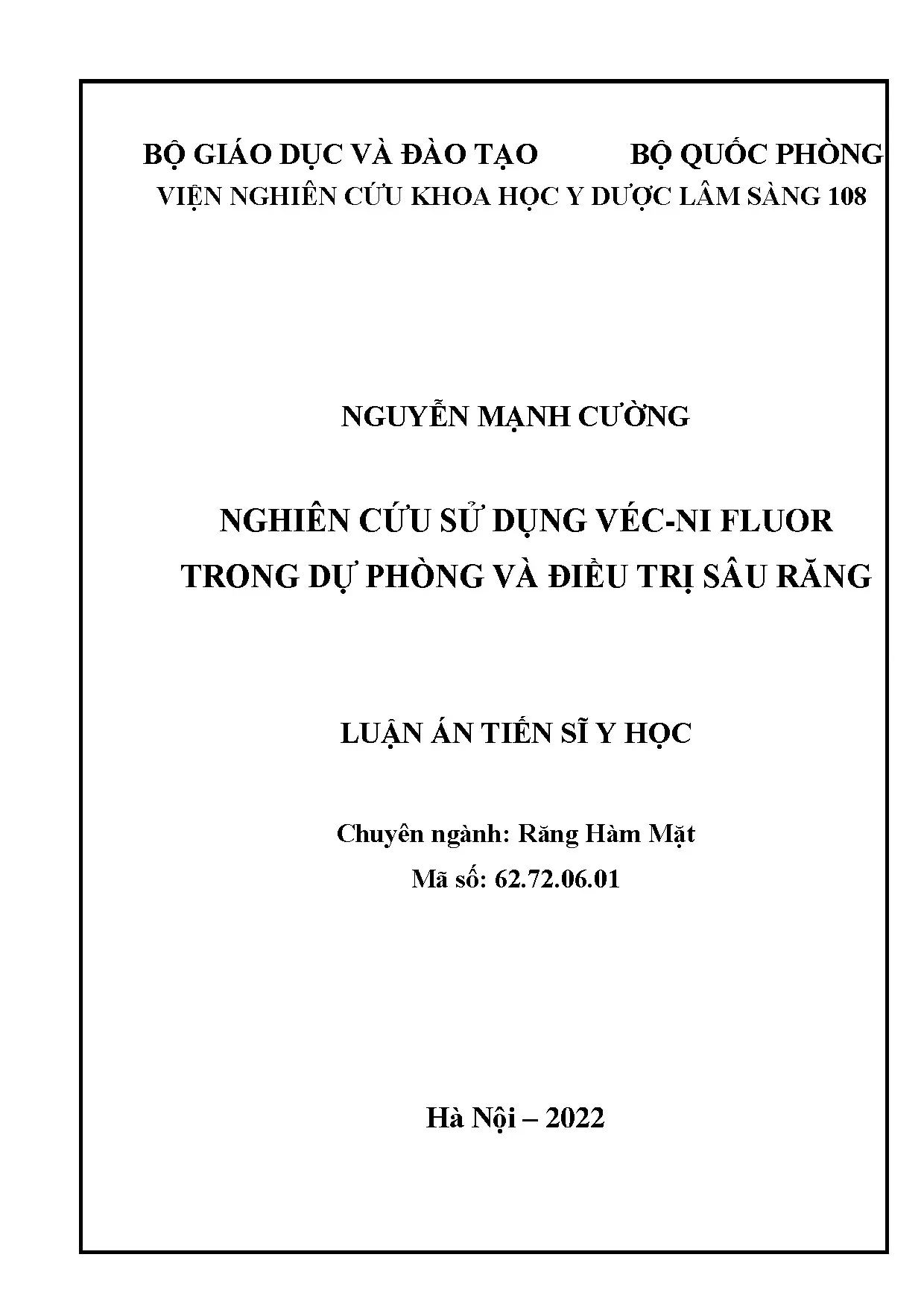 Luận án tiến sĩ nghiên cứu sử dụng véc ni fluor trong dự phò