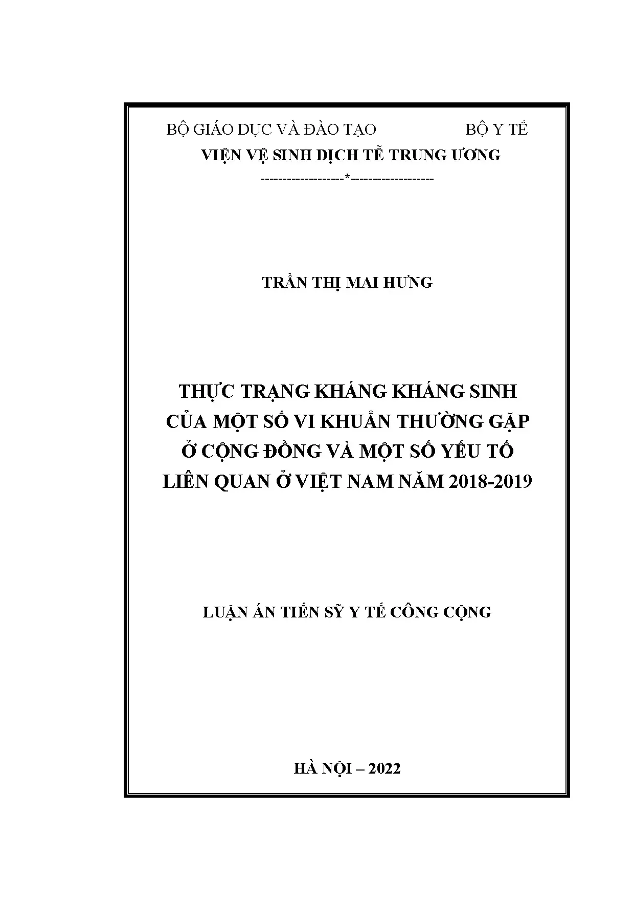 Luận án tiến sĩ thực trạng kháng kháng sinh của một số vi kh