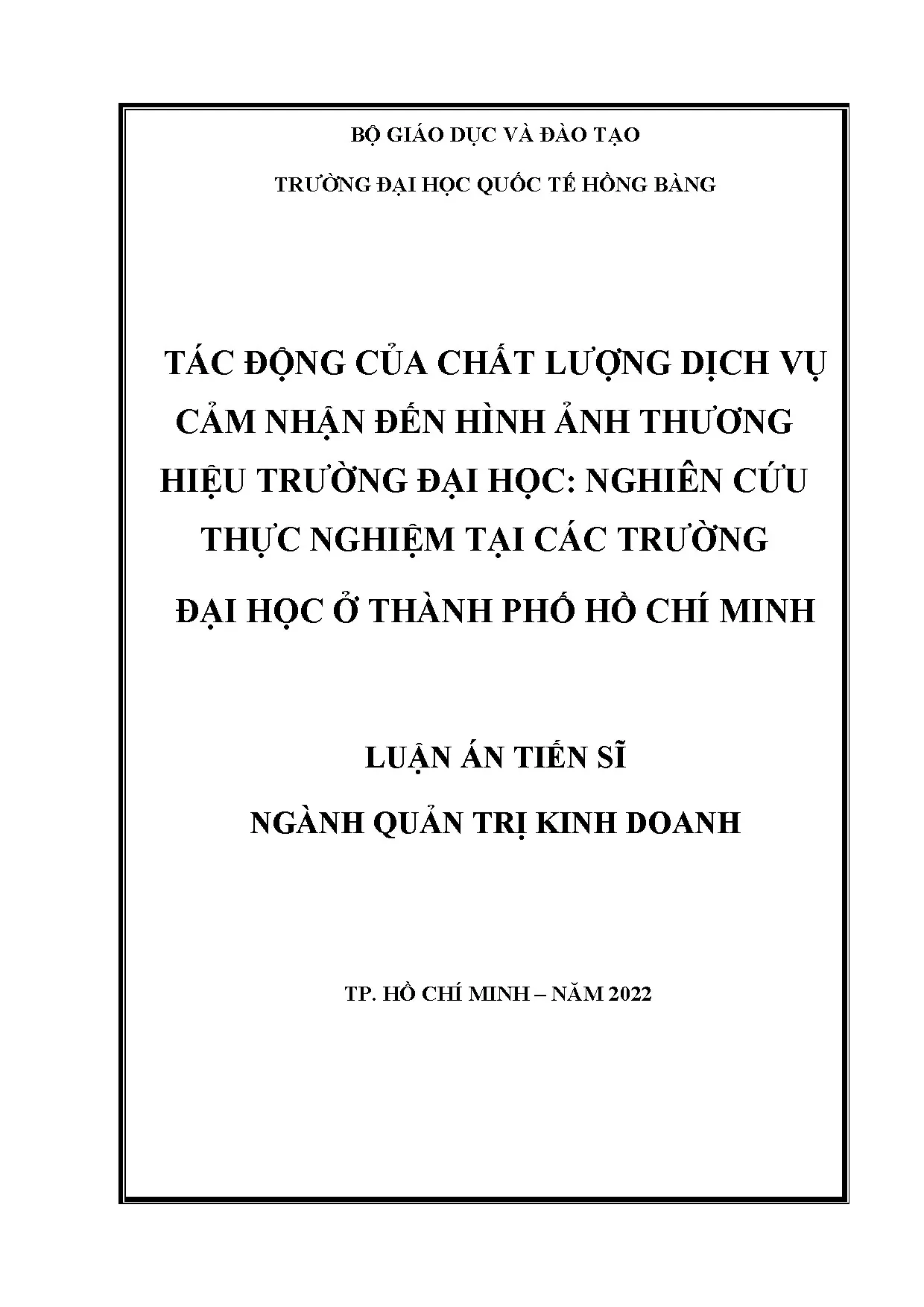 Chất lượng dịch vụ cảm nhận và hình ảnh thương hiệu đại học