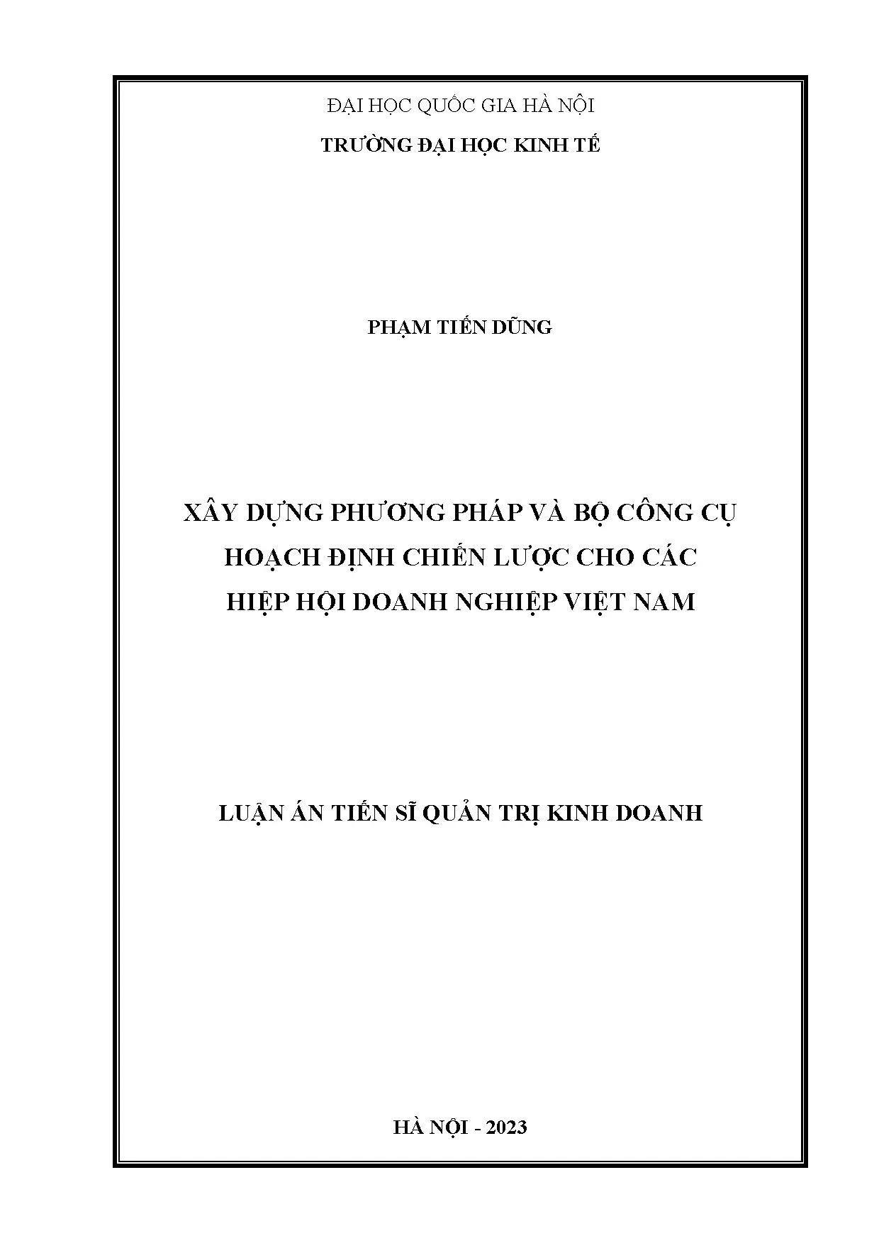 Phương pháp hoạch định chiến lược cho hiệp hội DN Việt Nam