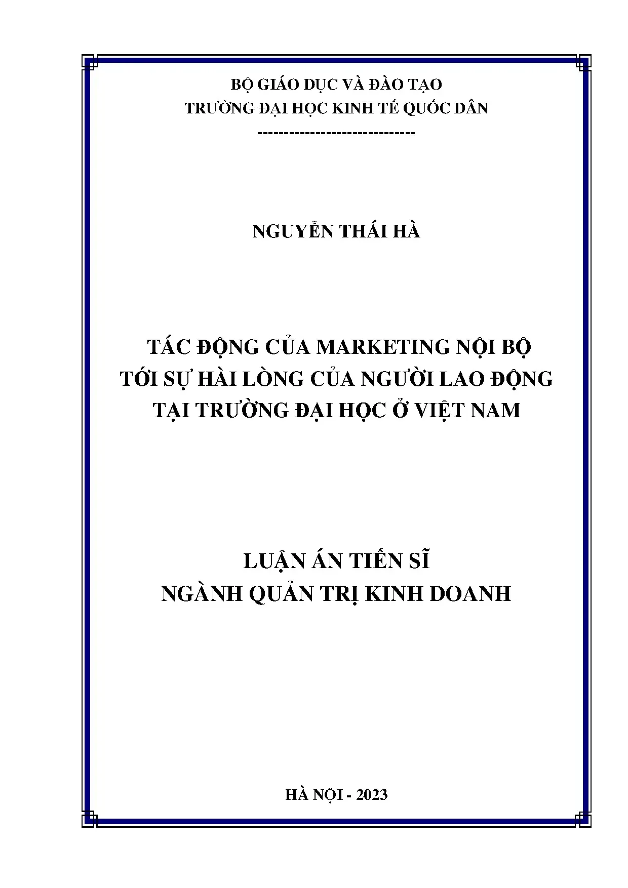 Marketing nội bộ và sự hài lòng người lao động đại học Việt Nam