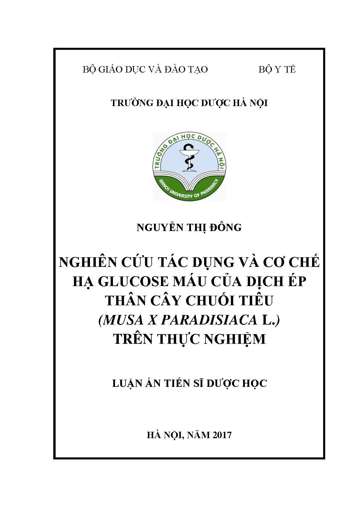 Nghiên cứu tác dụng hạ glucose của dịch ép chuối tiêu