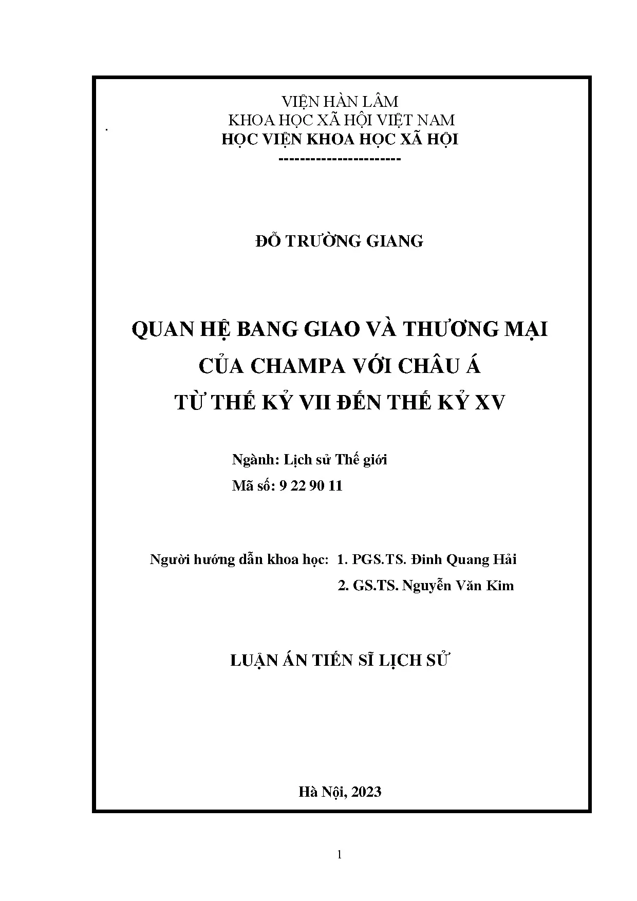 Quan hệ bang giao và thương mại Champa với châu Á thế kỷ VII-XV