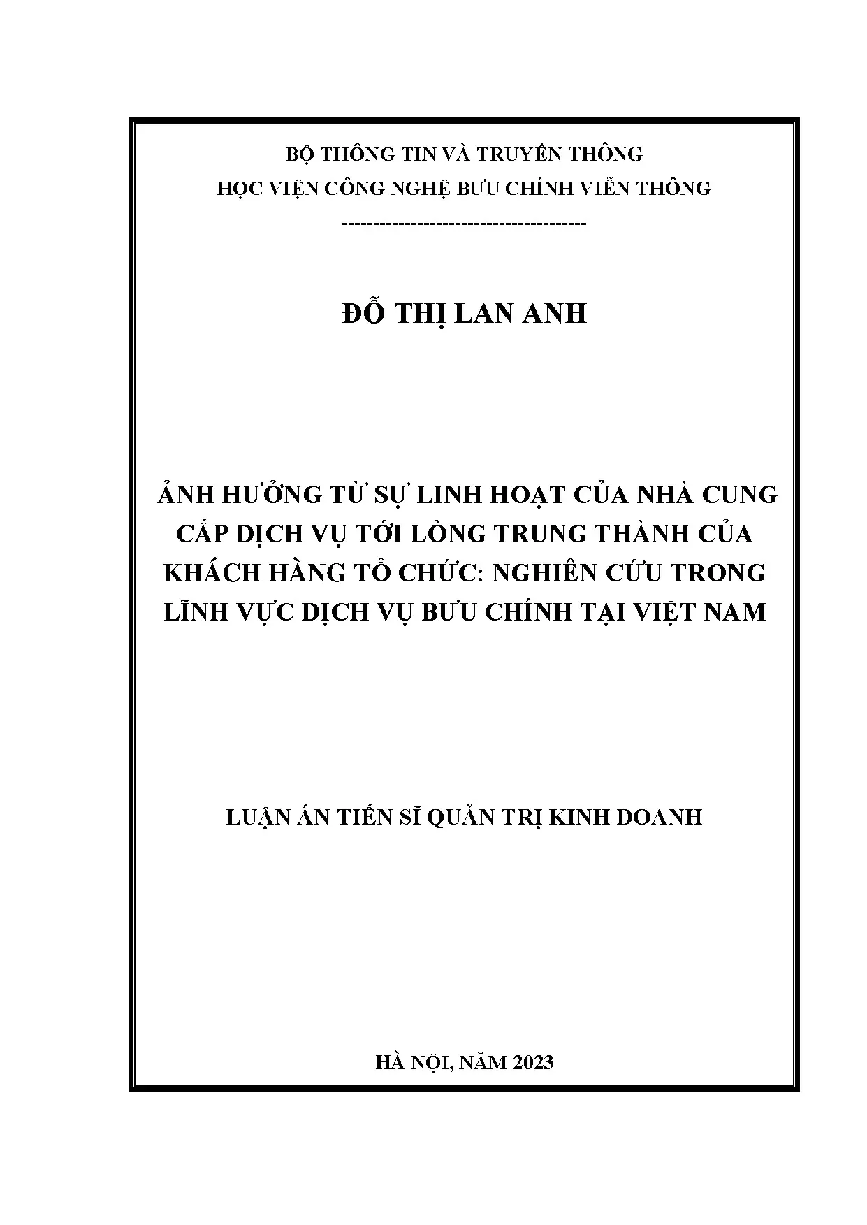 Ảnh hưởng sự linh hoạt của nhà cung cấp dịch vụ tới lòng trung thành khách hàng