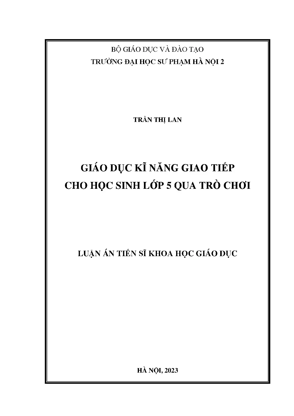 Giáo dục kĩ năng giao tiếp cho học sinh lớp 5 qua trò chơi