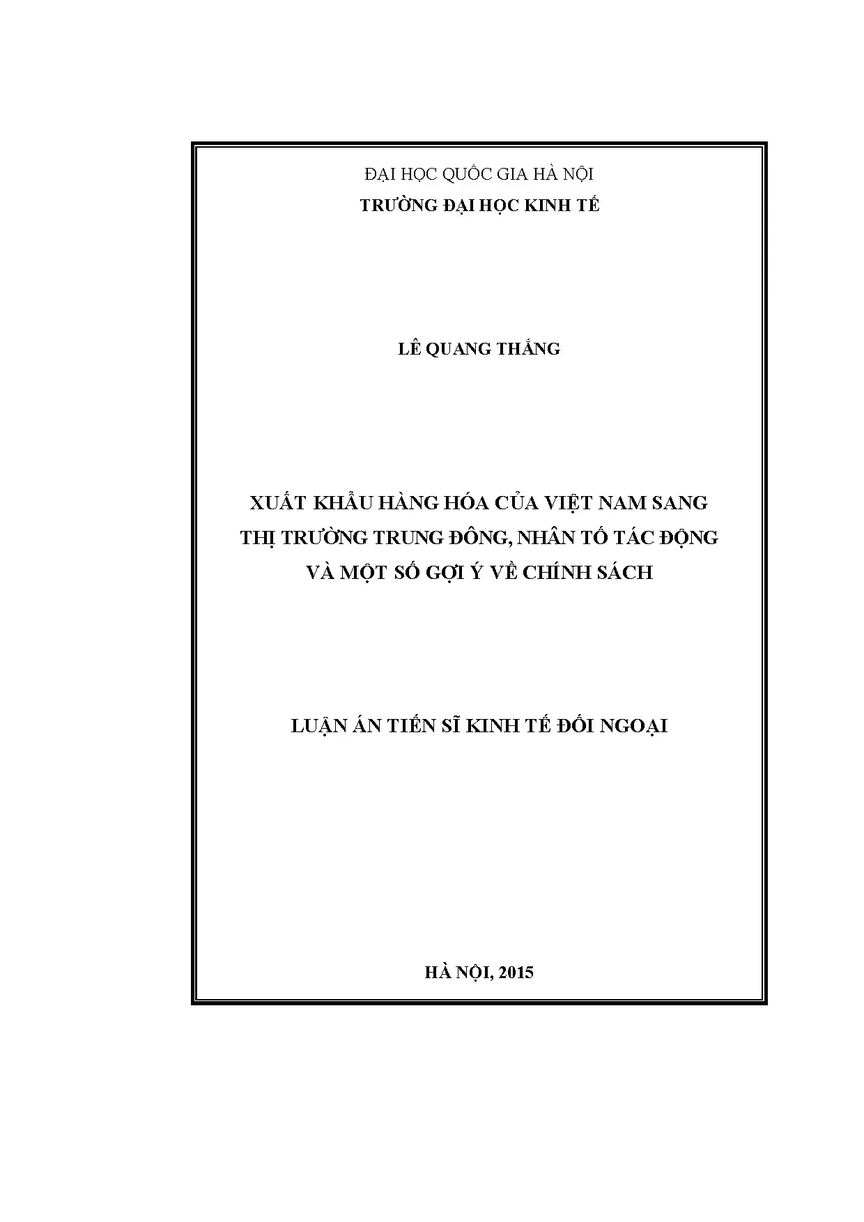Luận án tiến sĩ xuất khẩu hàng hóa của việt nam sang thị trư